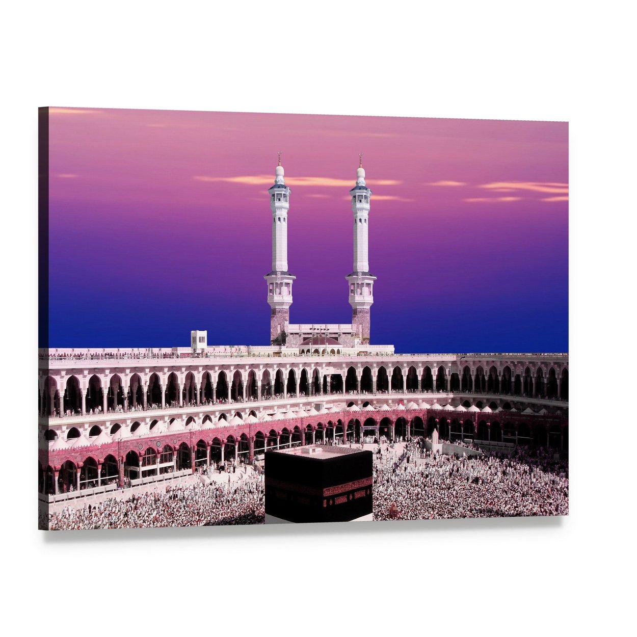 Holy Kaaba at Dusk Canvas Wall Art, single panel gallery wrapped canvas, angled product view