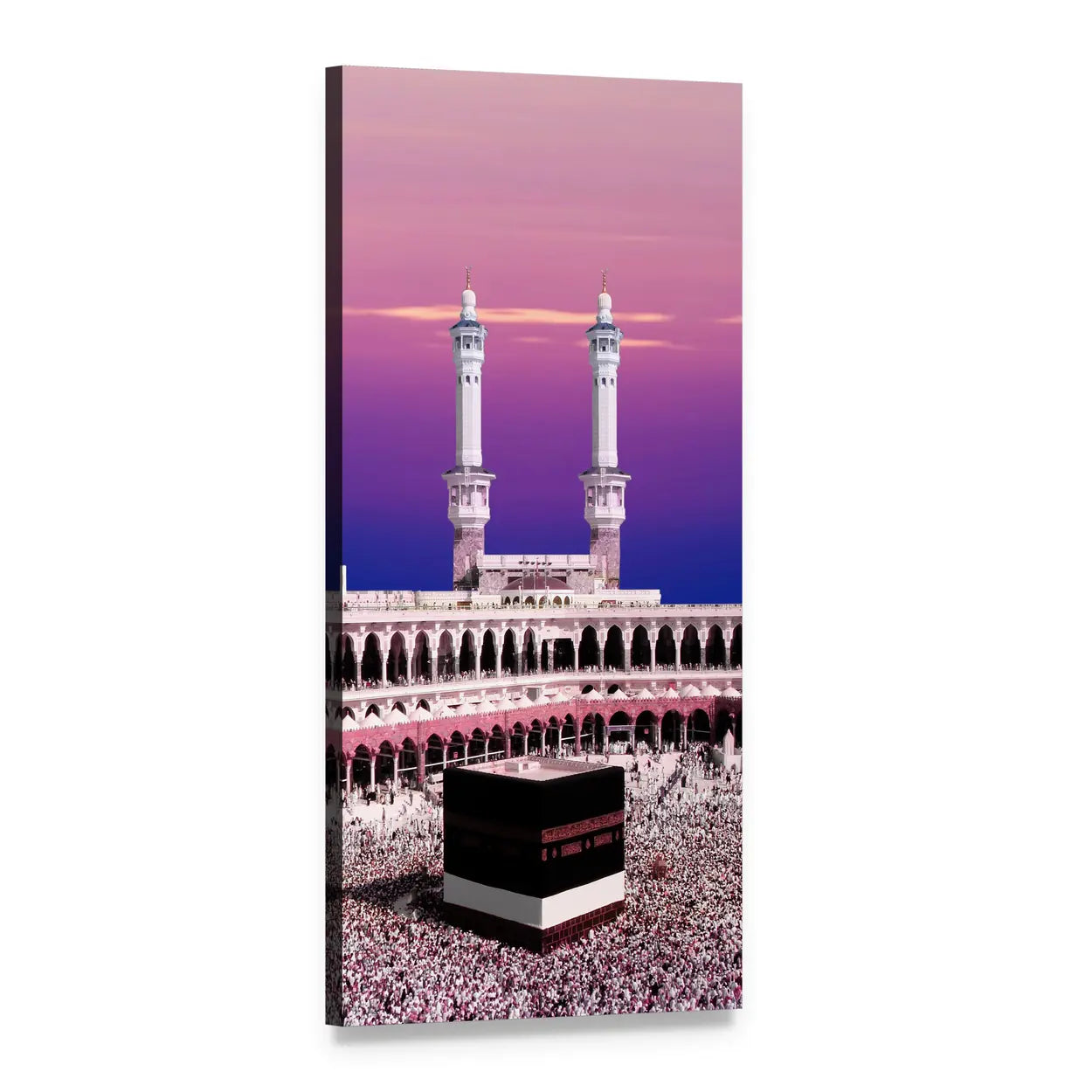 Kaaba at Twilight, Masjid Al-haram Vertical Canvas Wall Art, 1 panel 1 Vertical layout gallery wrapped canvas set, angled product view