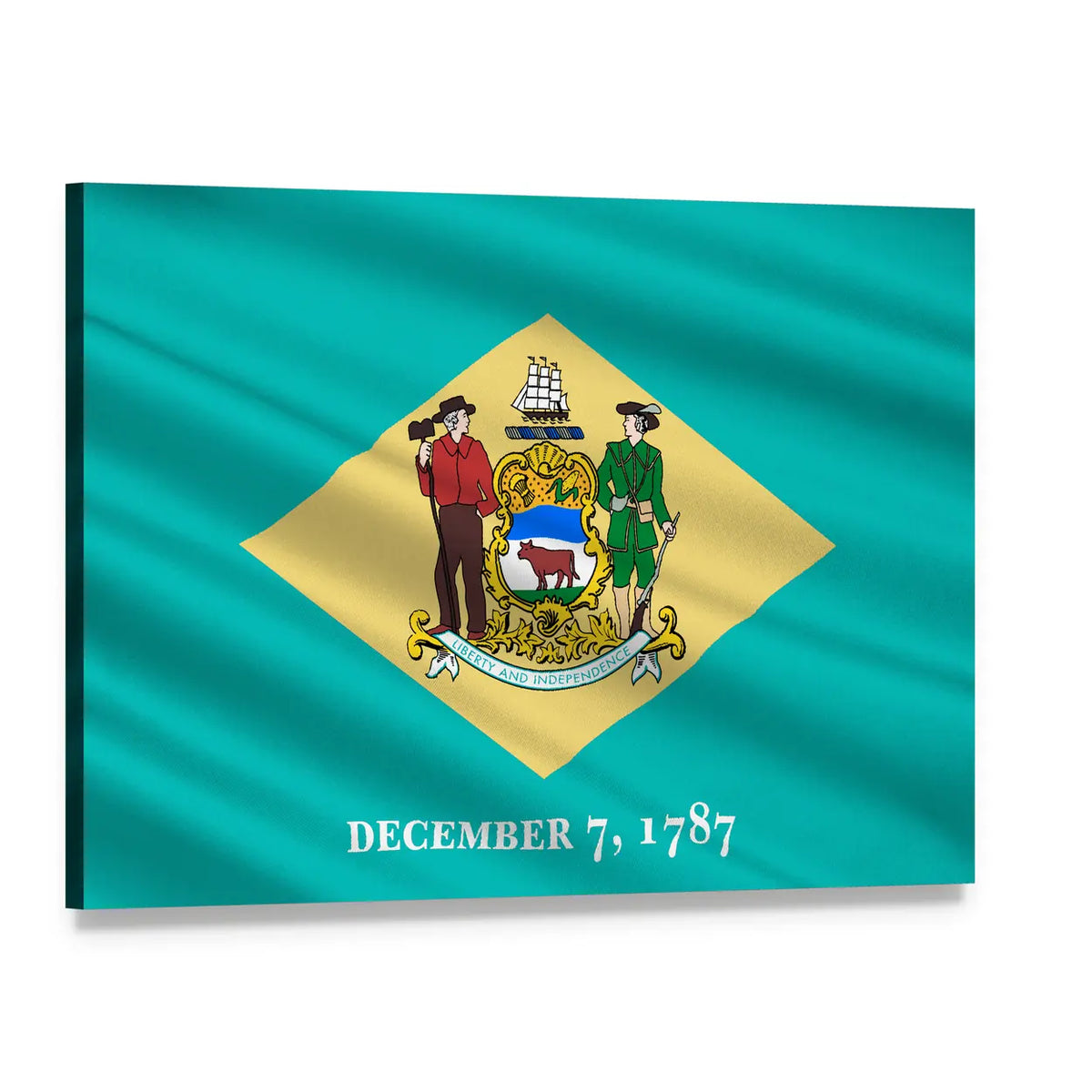 Flag of Delaware Canvas Wall Art, single panel gallery wrapped canvas, angled product view