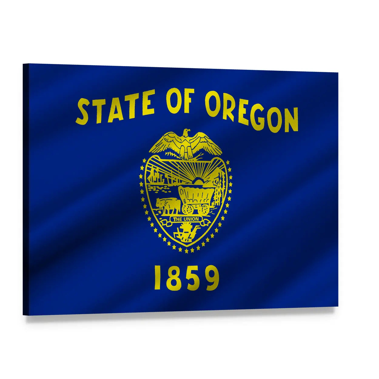 Oregon State Flag with Seal Canvas Wall Art, single panel gallery wrapped canvas, angled product view