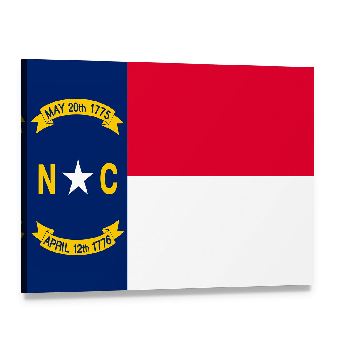 North Carolina State Flag Canvas Wall Art, single panel gallery wrapped canvas, angled product view