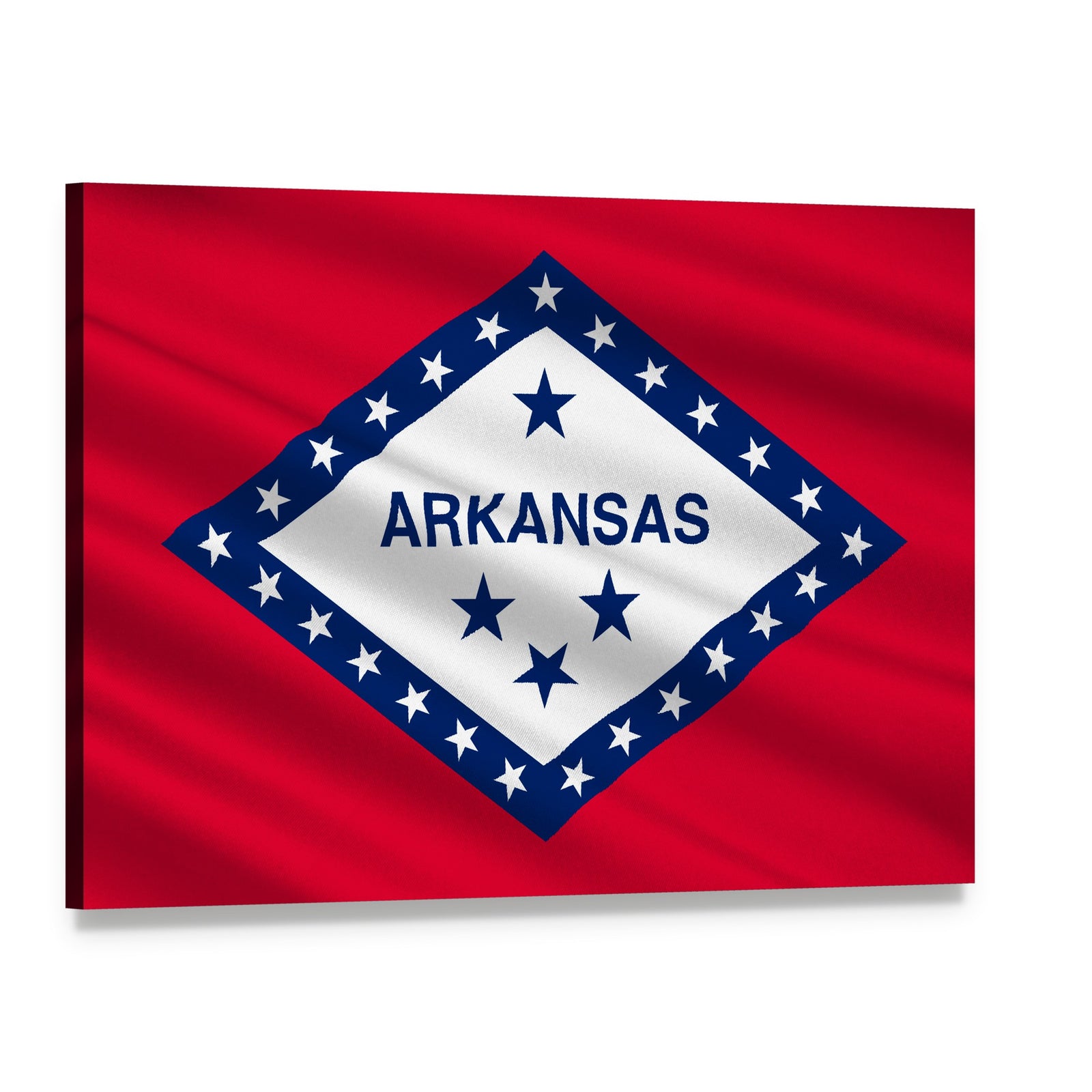 Arkansas Flag with Diamond and Stars Canvas Wall Art, single panel gallery wrapped canvas, angled product view