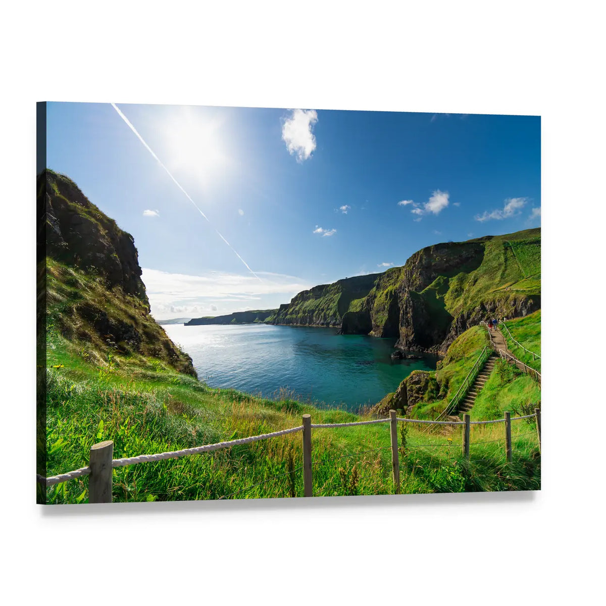 Irish Coastal Cliffs with Stone Steps Canvas Wall Art, single panel gallery wrapped canvas, angled product view