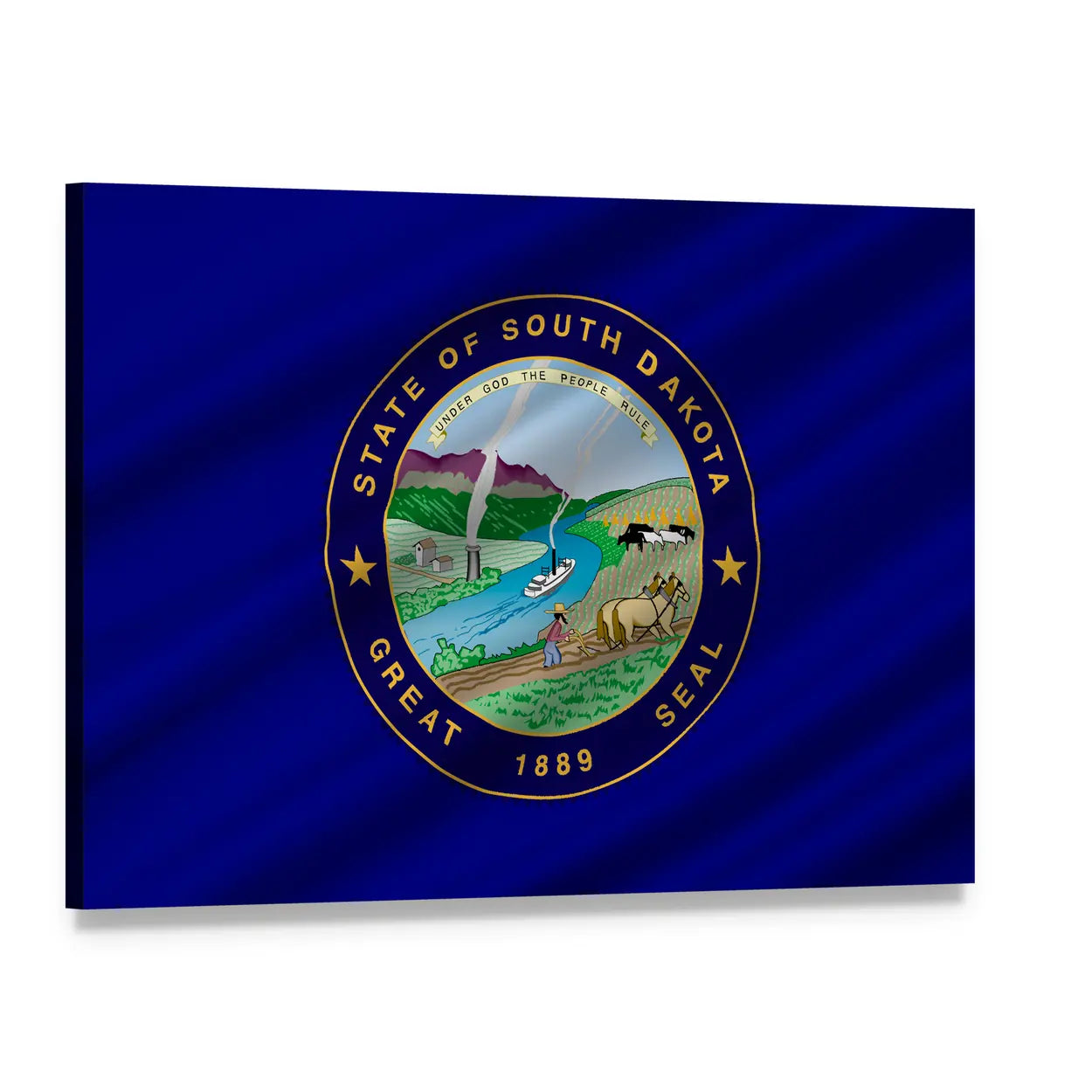 South Dakota State Flag Canvas Wall Art, single panel gallery wrapped canvas, angled product view