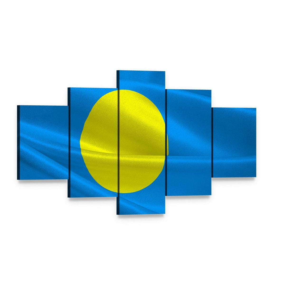Flag of Palau Canvas Wall Art, 5 panel 5 Star layout gallery wrapped canvas set, angled product view