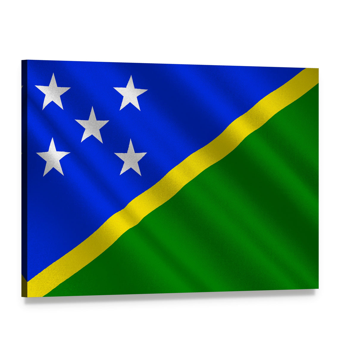 Waving Solomon Islands Flag Canvas Wall Art, single panel gallery wrapped canvas, angled product view