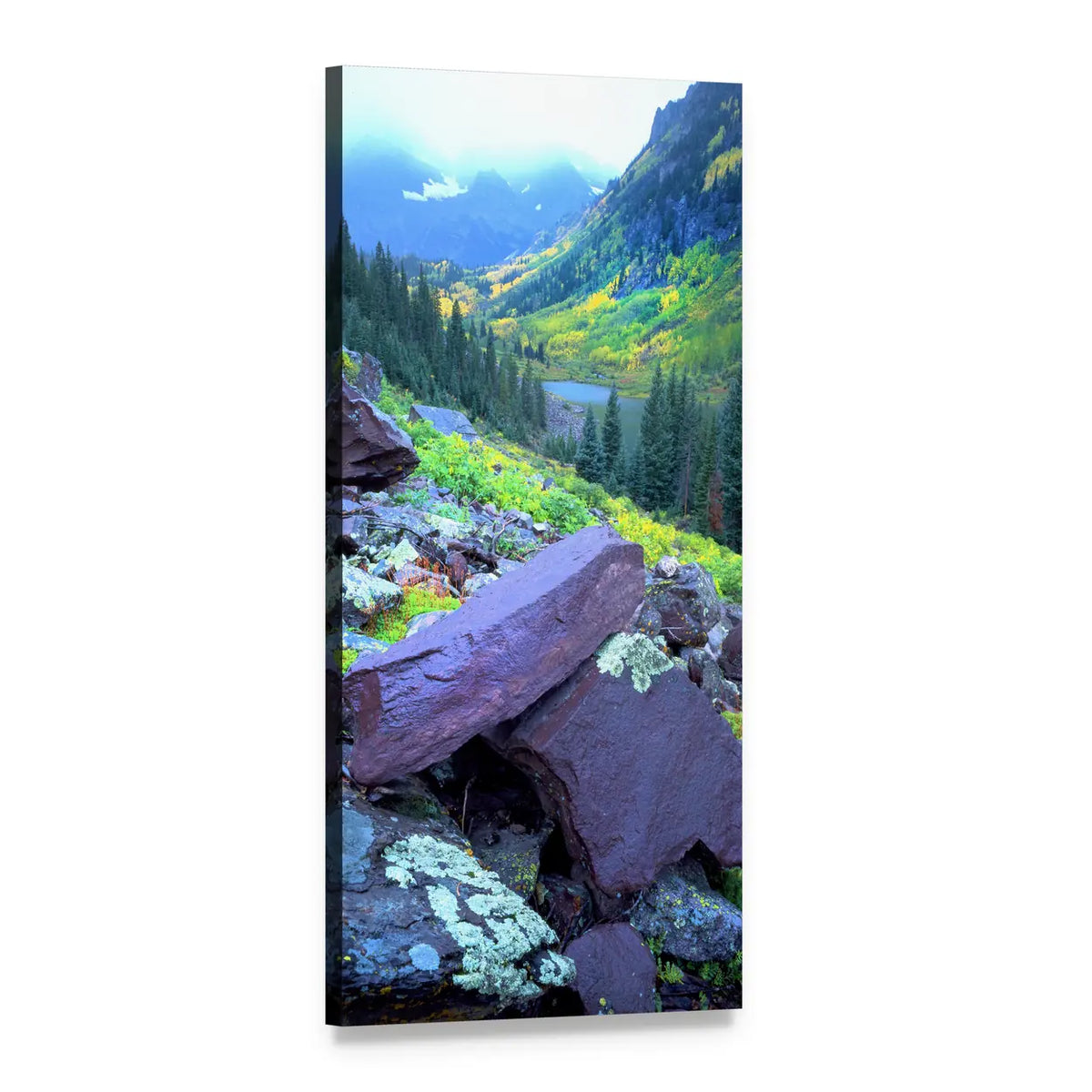 Colorado Rocks in Autumn Vertical Canvas Wall Art, 1 panel 1 Vertical layout gallery wrapped canvas set, angled product view