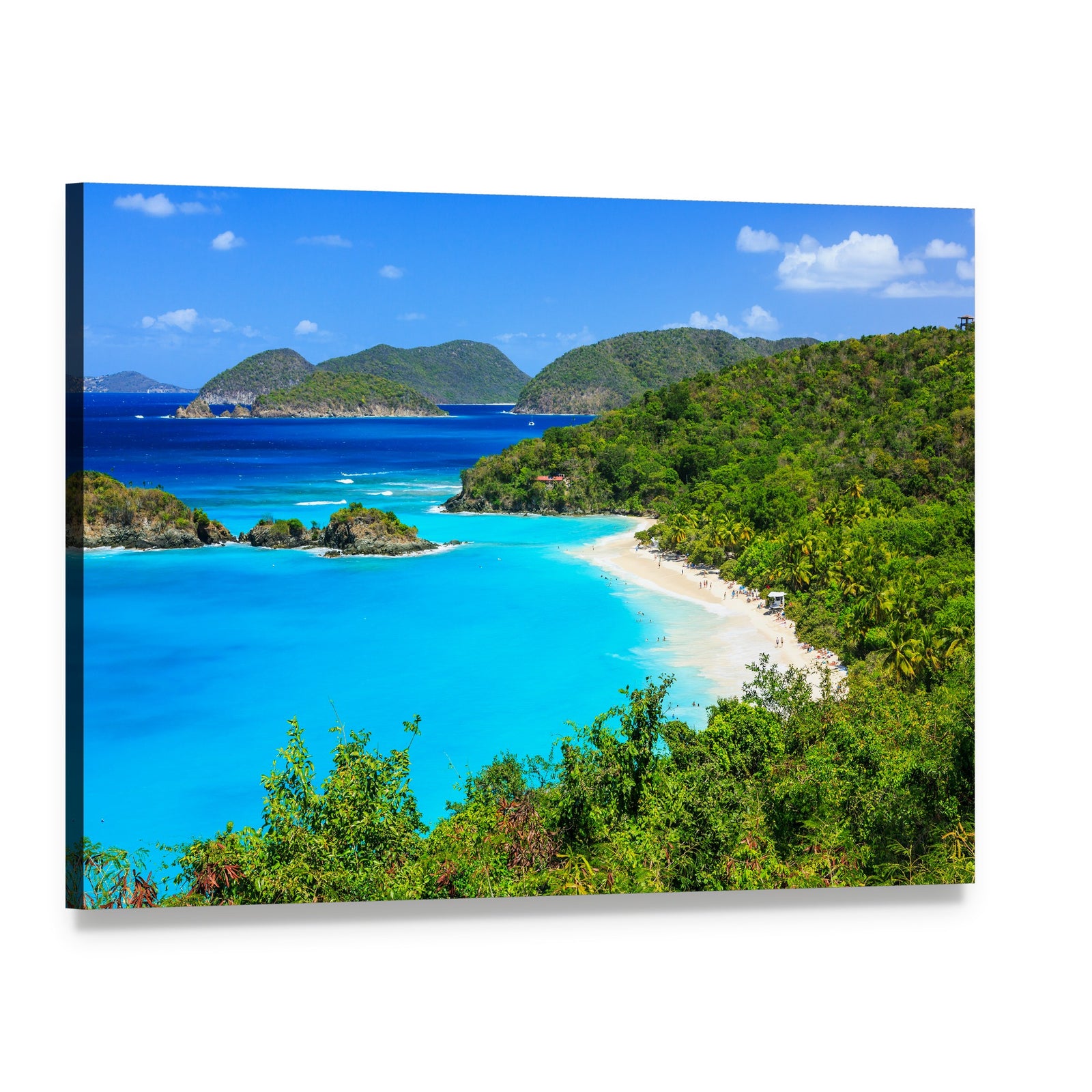 Trunk Bay, St John Beach Canvas Wall Art, single panel gallery wrapped canvas, angled product view