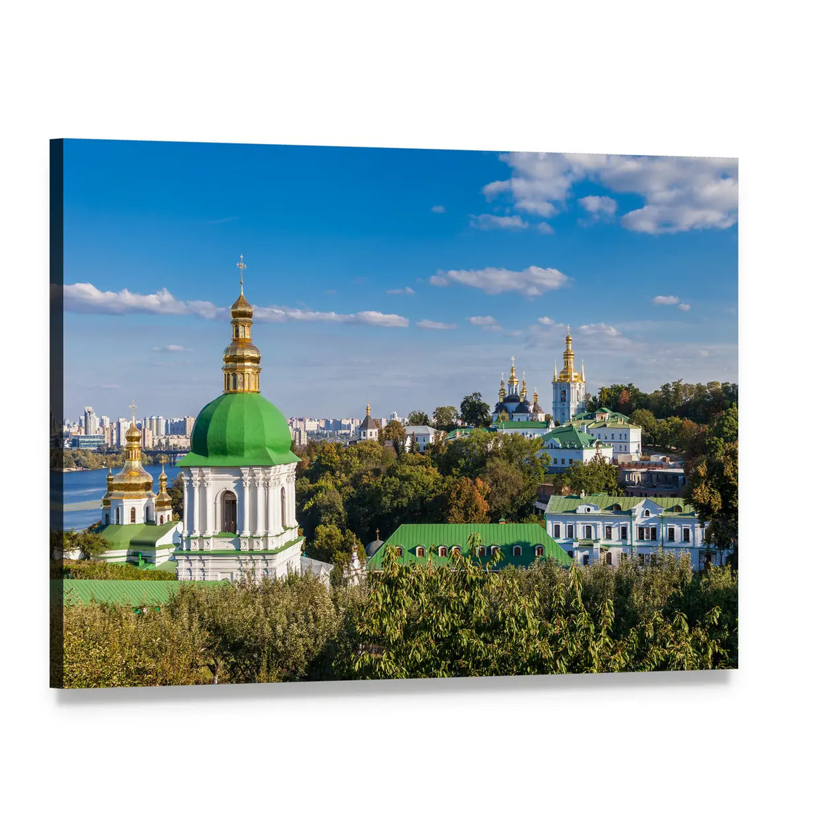Kiev Pechersk Lavra Monastery Complex Canvas Wall Art, single panel gallery wrapped canvas, angled product view