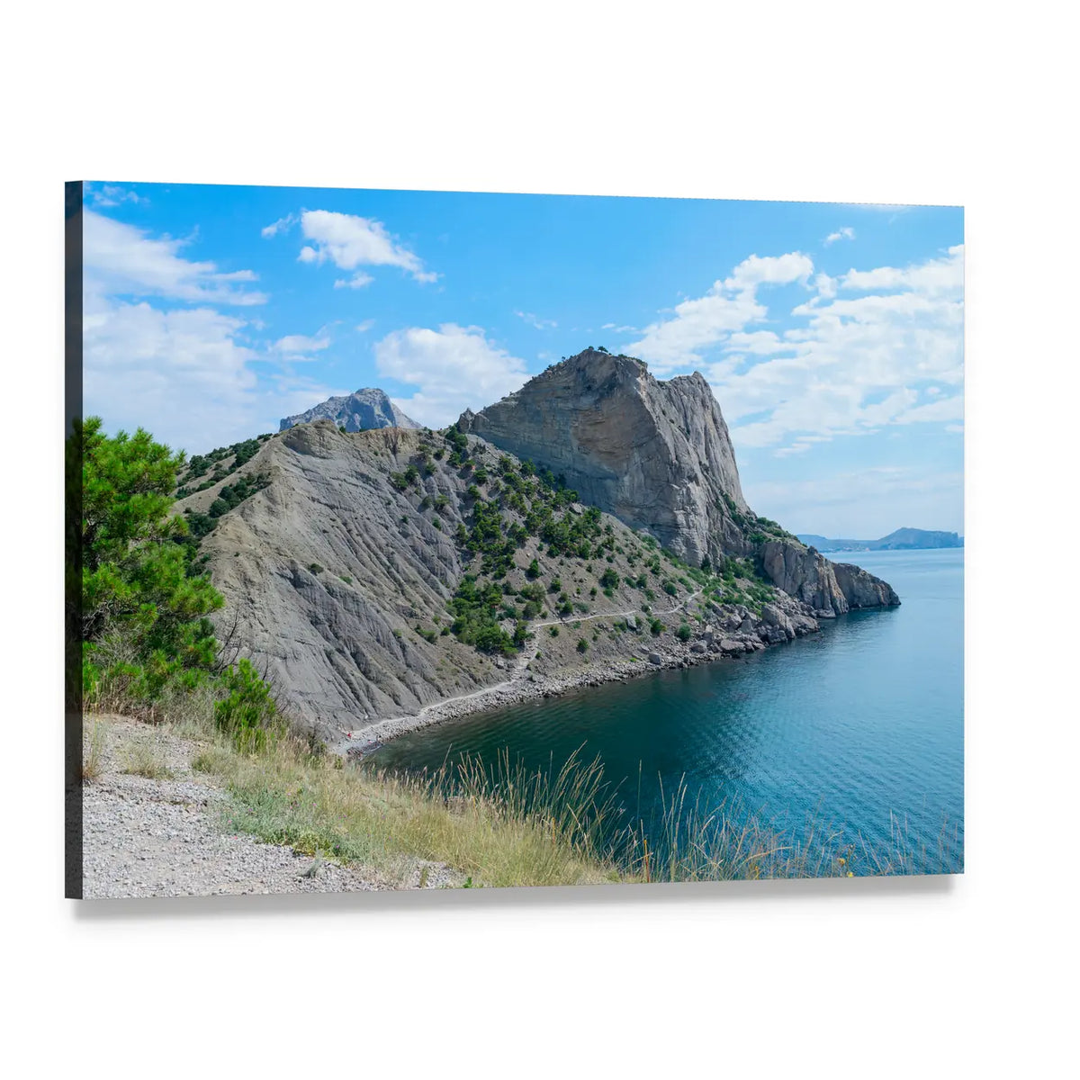 Blue Bay Coastal Cliffs, Crimea Canvas Wall Art, single panel gallery wrapped canvas, angled product view