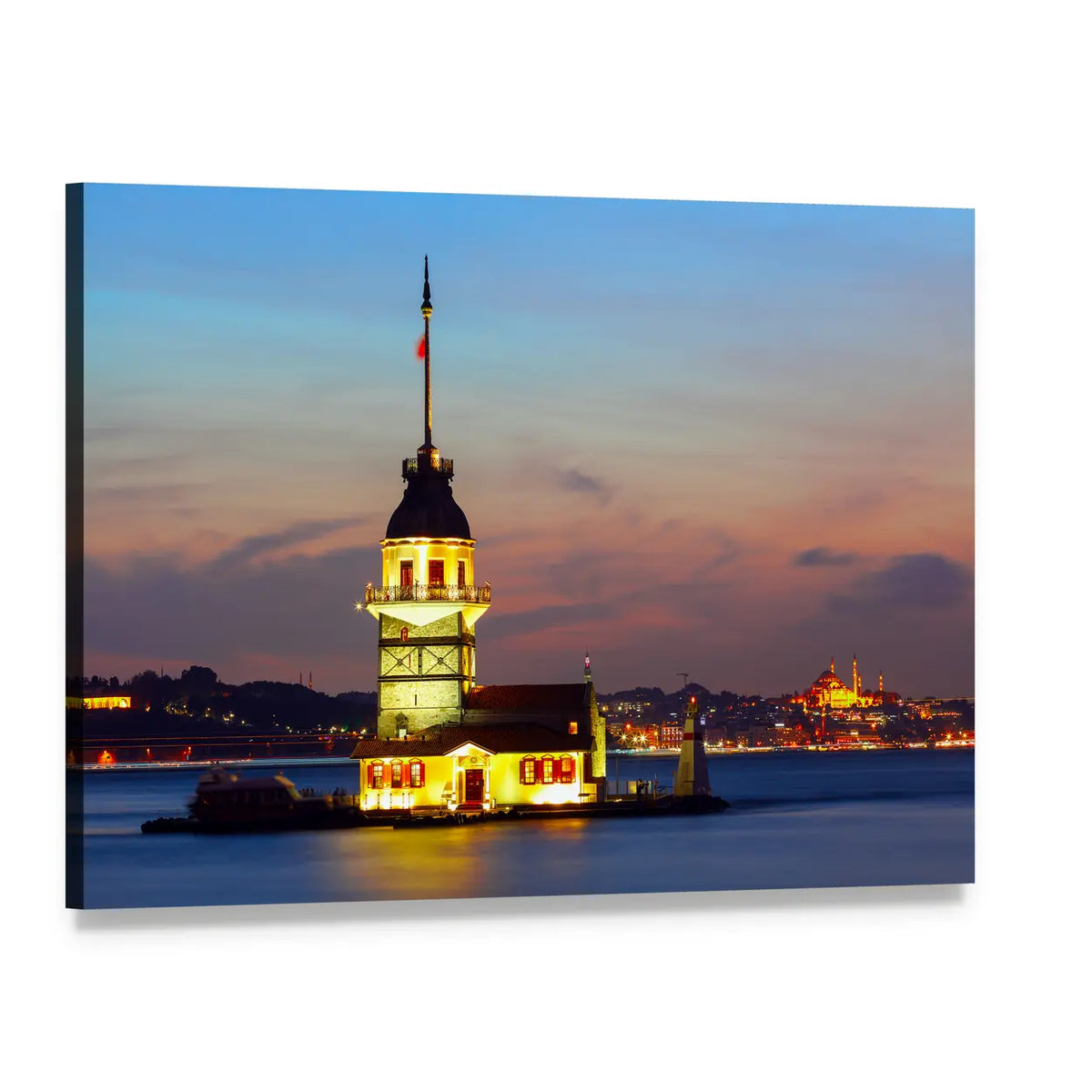 Maiden's Tower in Istanbul Canvas Wall Art, single panel gallery wrapped canvas, angled product view
