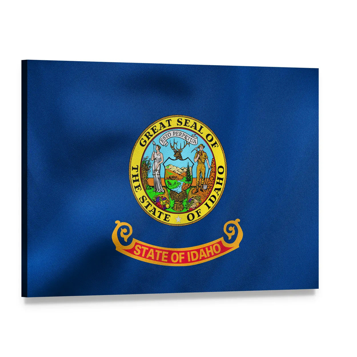 State of Idaho Flag Canvas Wall Art, single panel gallery wrapped canvas, angled product view