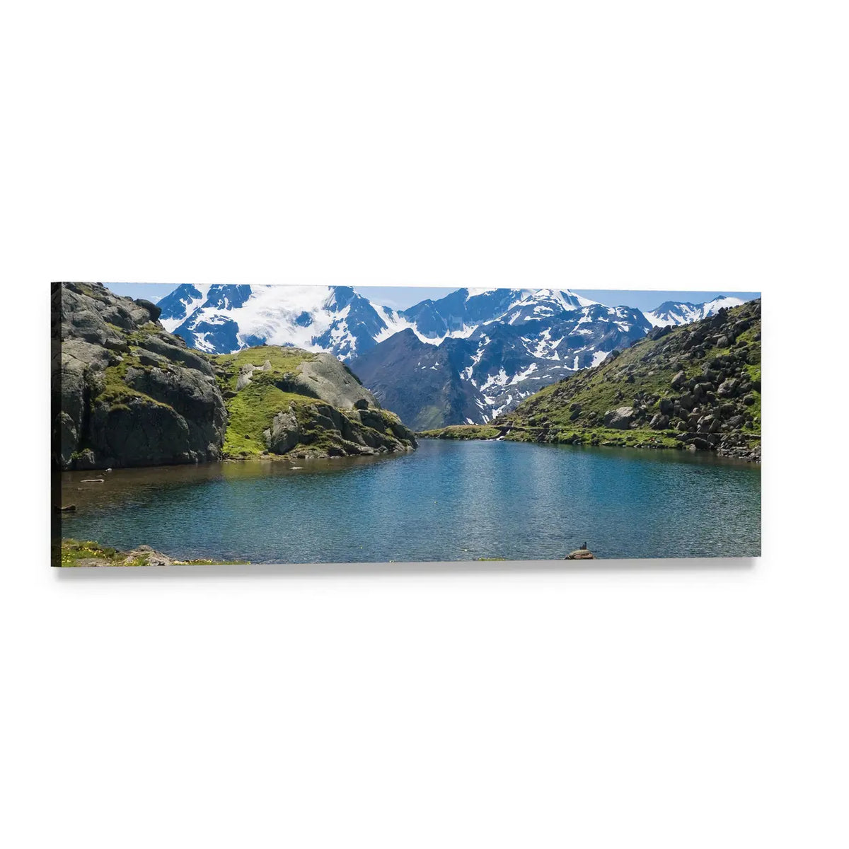 Black Lake, Italy Panoramic Canvas Wall Art, single panel gallery wrapped canvas, angled product view