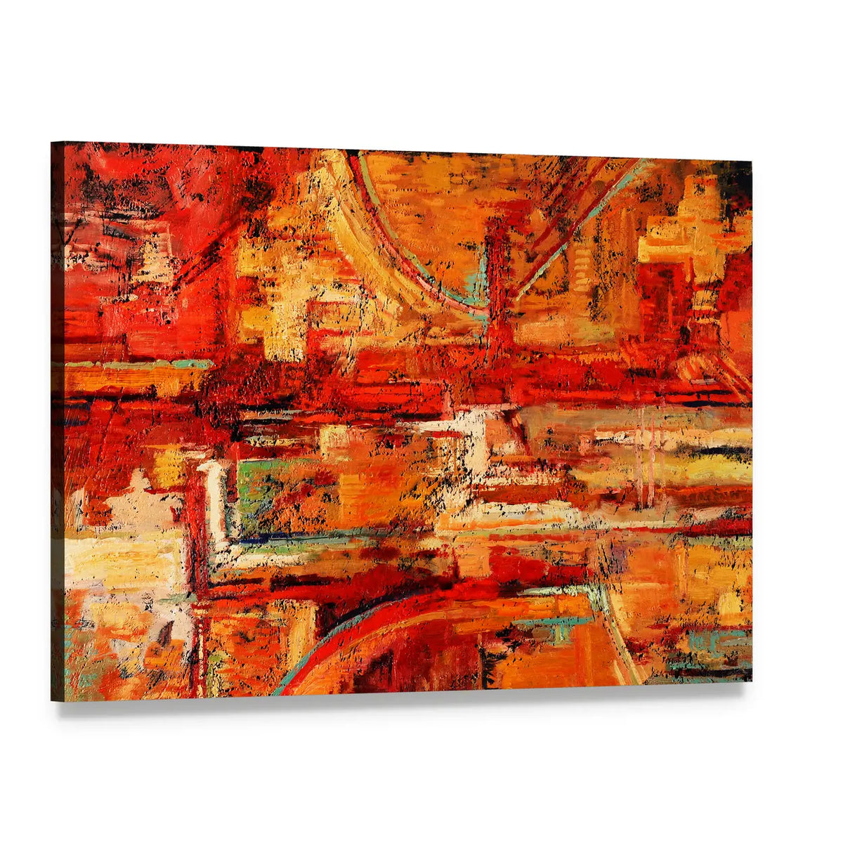 Oil Painting Brushstrokes Canvas Wall Art, single panel gallery wrapped canvas, angled product view