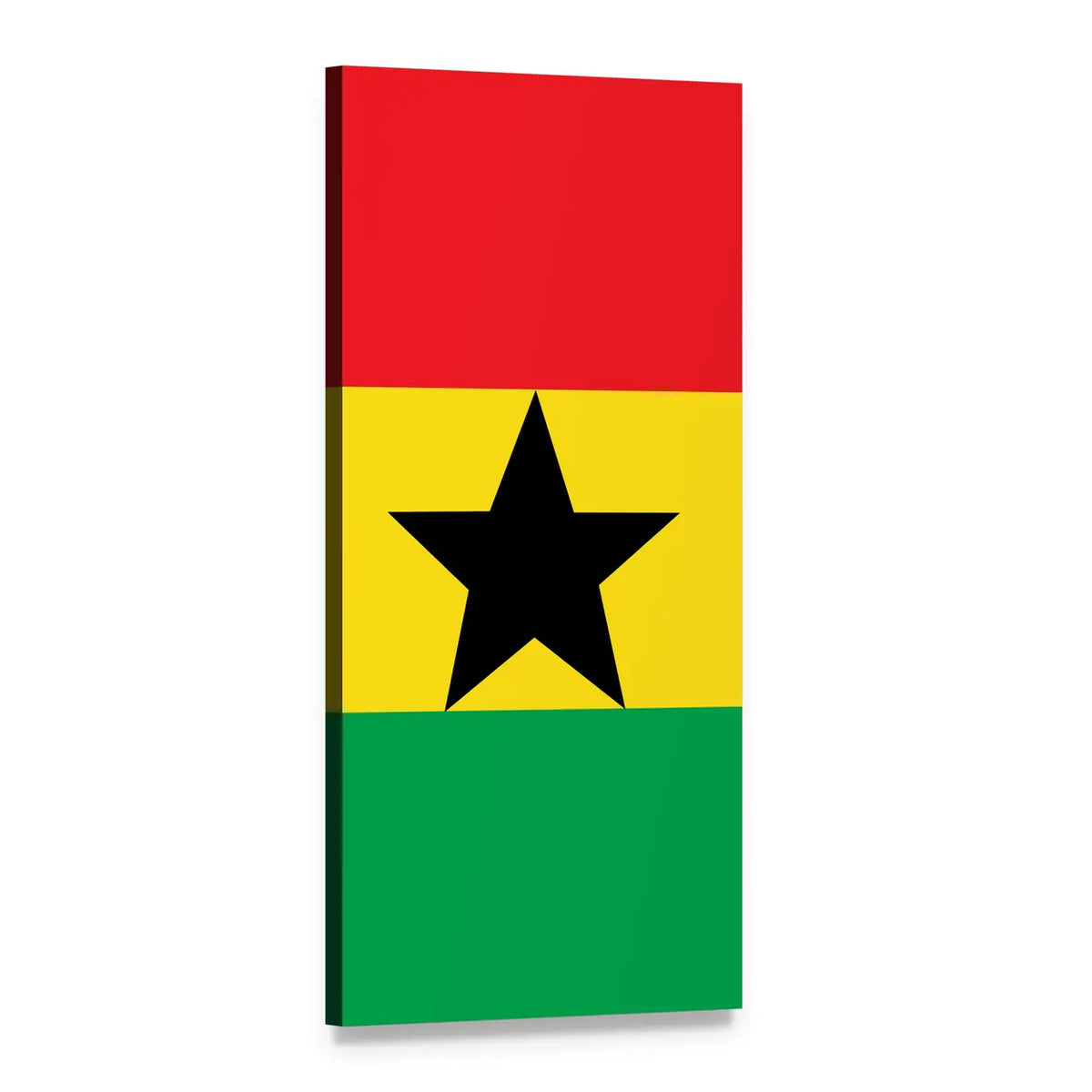 Ghana Flag with Black Star Vertical Canvas Wall Art, 1 panel 1 Vertical layout gallery wrapped canvas set, angled product view