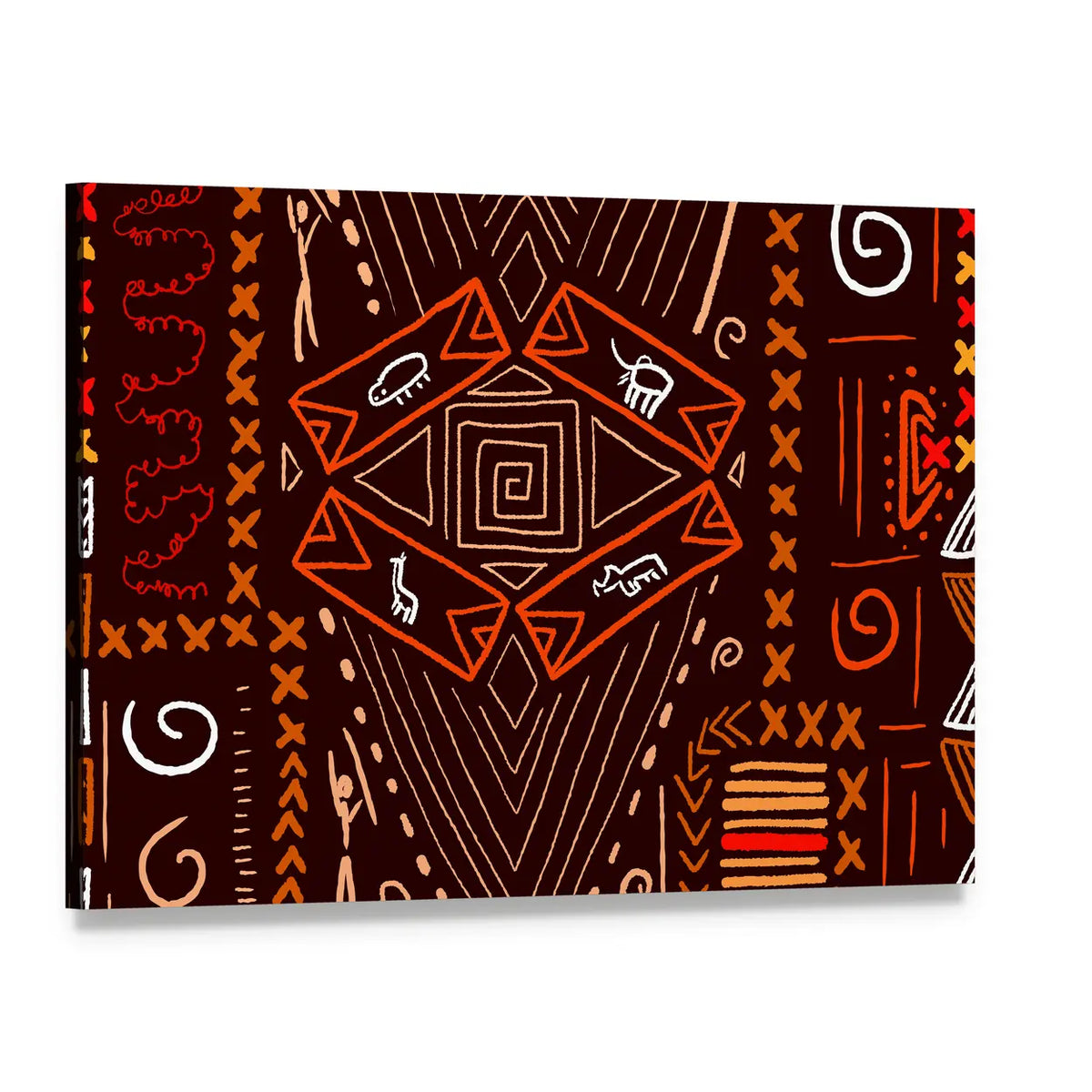 African Aboriginal Tribal Design Canvas Wall Art, single panel gallery wrapped canvas, angled product view