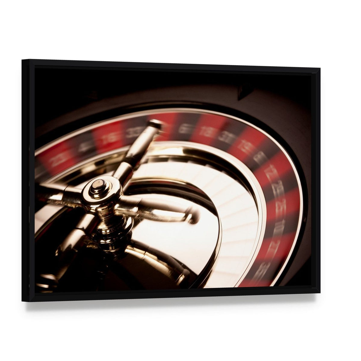 Casino Game Canvas Wall Art, framed canvas in a black floater frame, angled product view