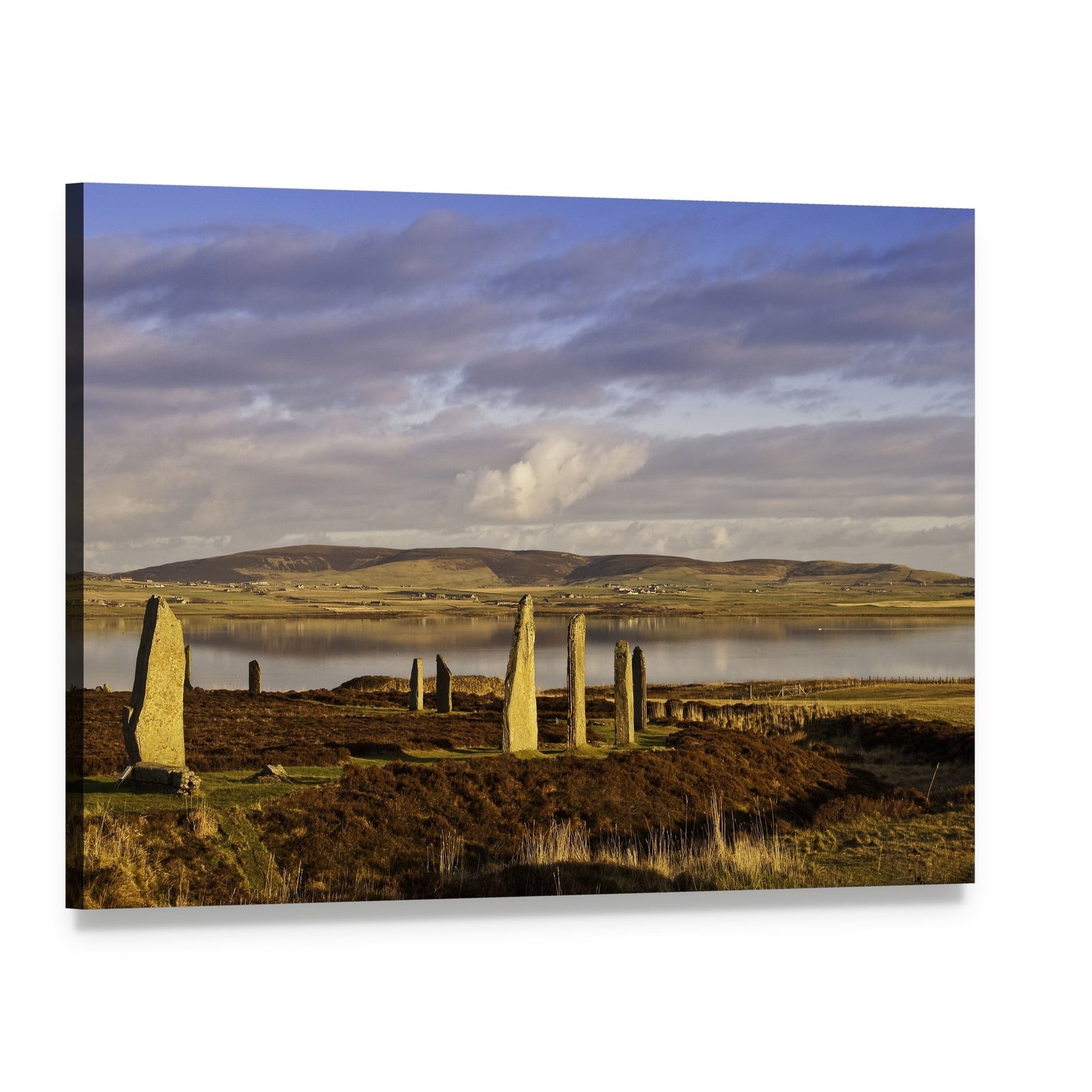 Ring of Brodgar, Orkney Canvas Wall Art, single panel gallery wrapped canvas, angled product view