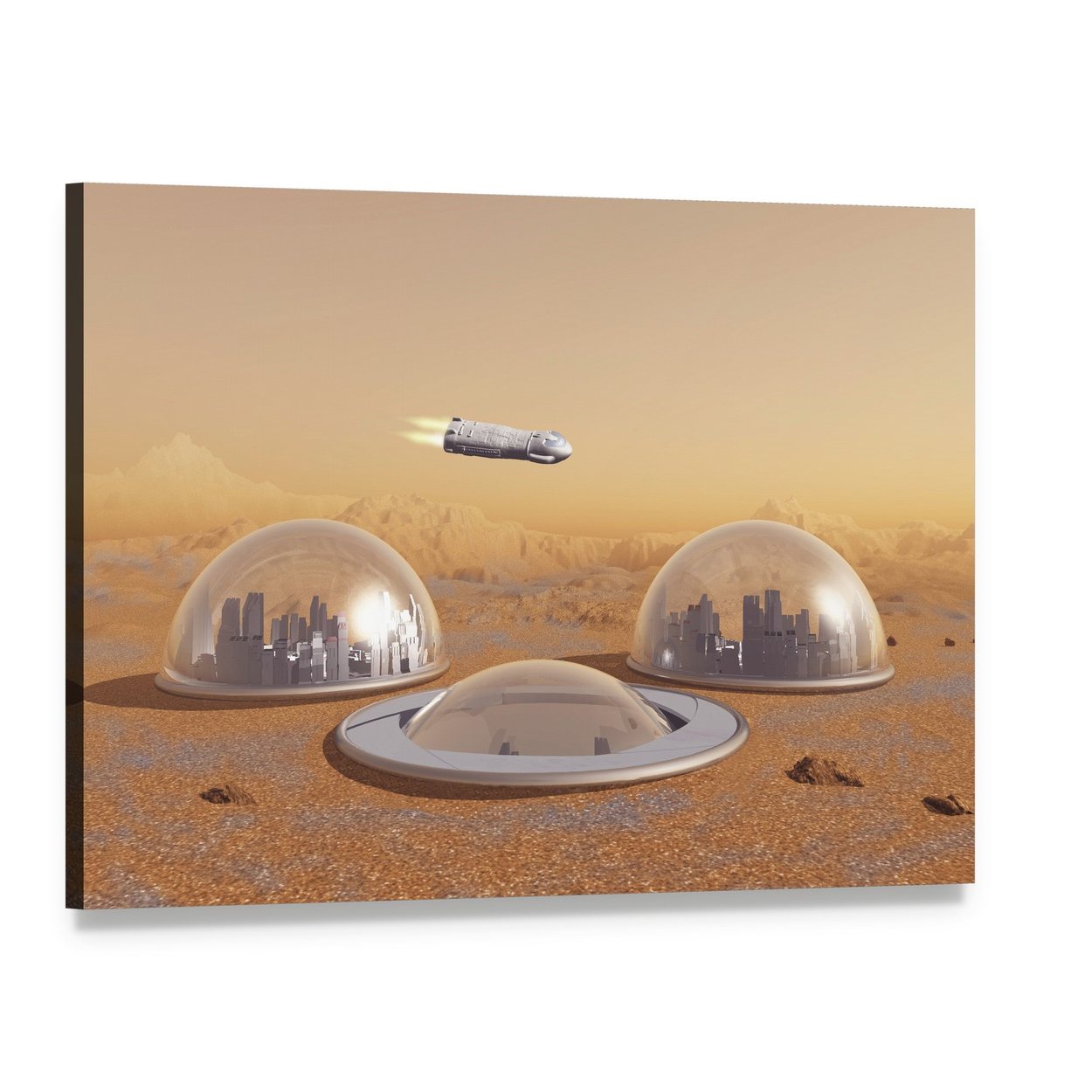 Future Human Colony on Mars Canvas Wall Art, single panel gallery wrapped canvas, angled product view