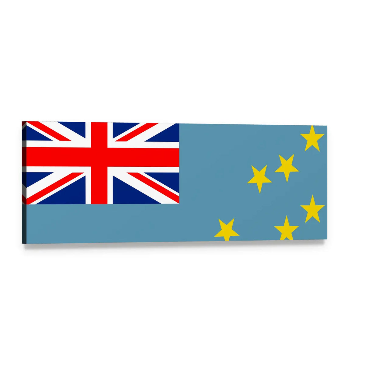 Tuvalu Flag with Union Jack and Six Stars Panoramic Canvas Wall Art, single panel gallery wrapped canvas, angled product view