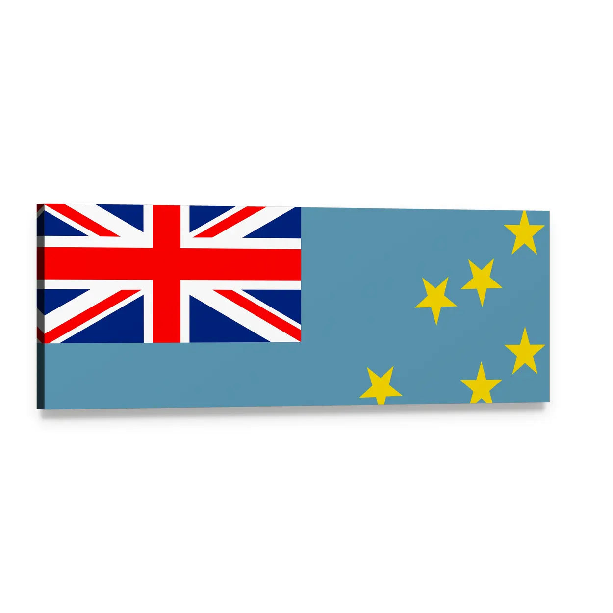 Tuvalu Flag with Union Jack and Six Stars Panoramic Canvas Wall Art, single panel gallery wrapped canvas, angled product view