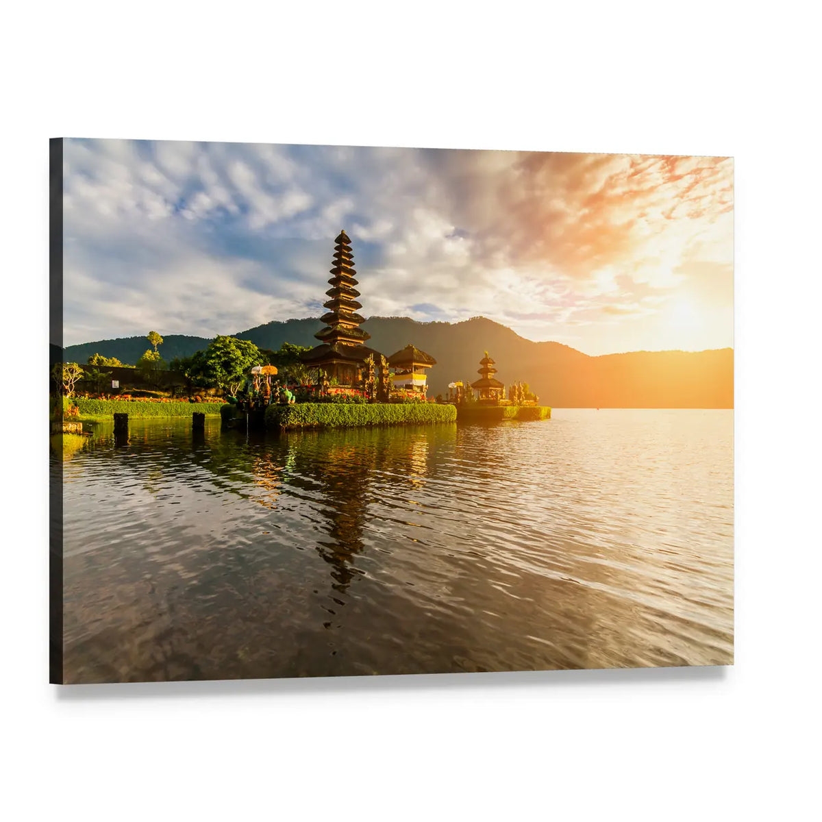 Pura Ulun Danu Bratan on Bratan Lake Canvas Wall Art, single panel gallery wrapped canvas, angled product view
