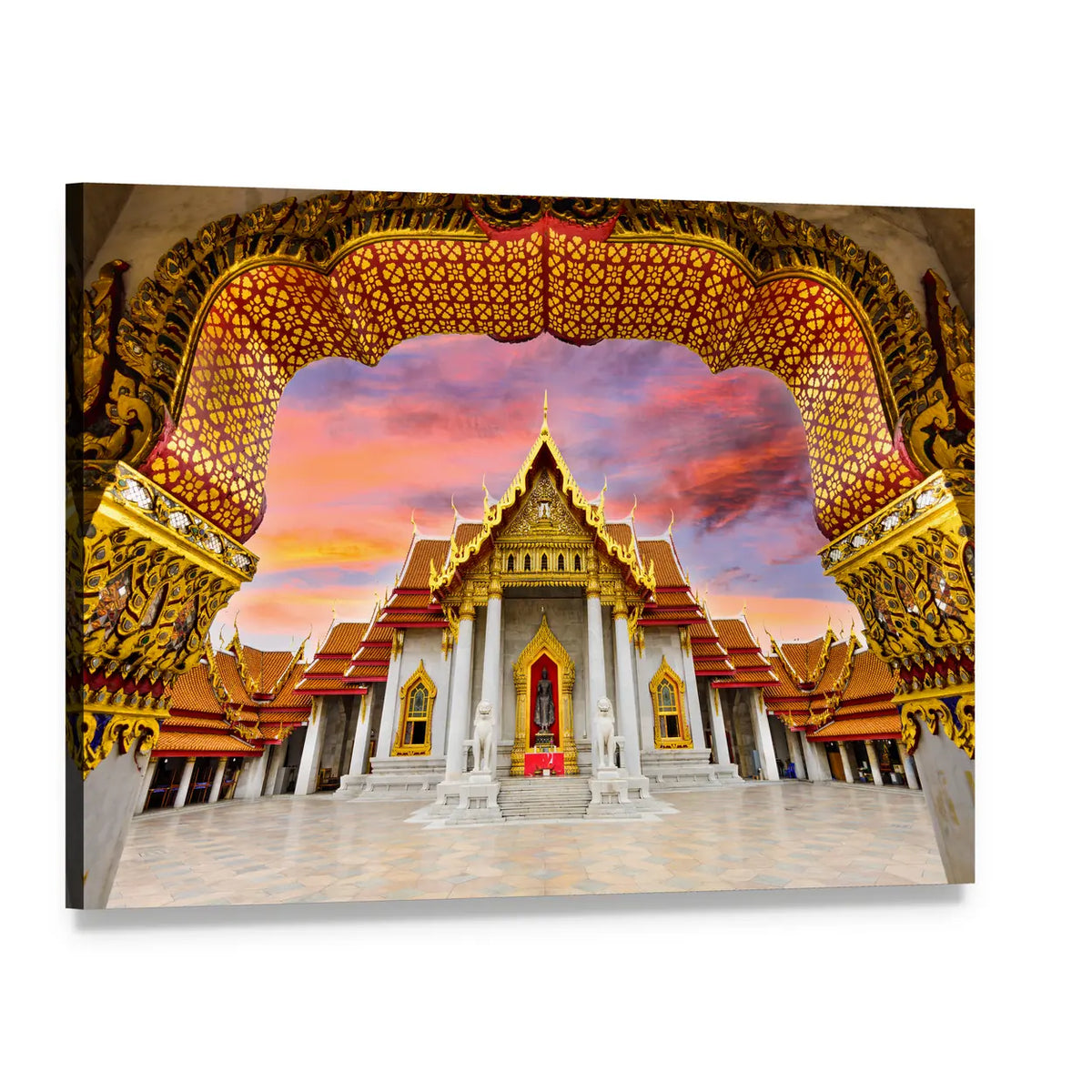 Marble Temple Of Bangkok In Thailand Canvas Wall Art, single panel gallery wrapped canvas, angled product view
