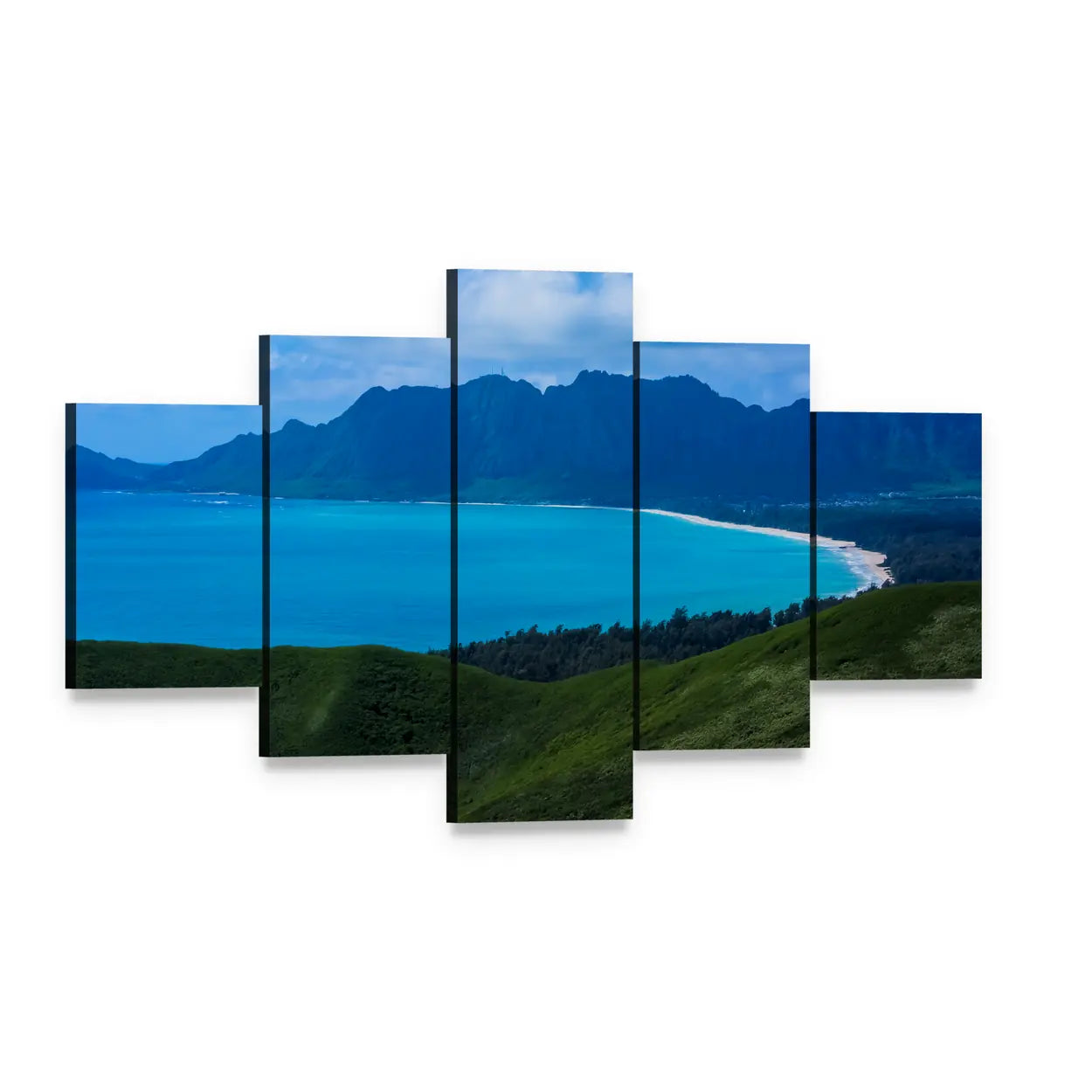 Kaiwa Ridge Trail Canvas Wall Art, 5 panel 5 Star layout gallery wrapped canvas set, angled product view