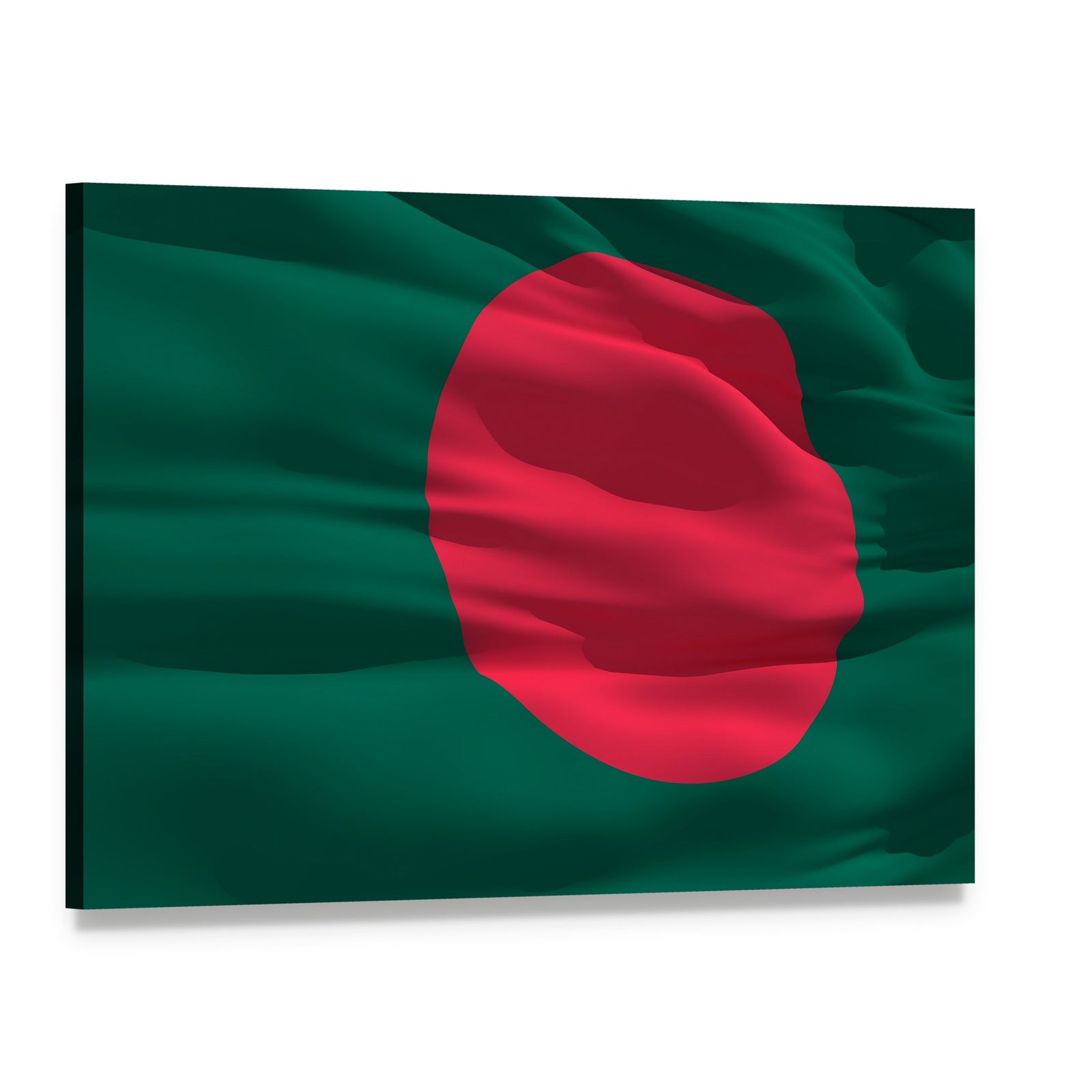 Waving Bangladesh Flag Canvas Wall Art, single panel gallery wrapped canvas, angled product view