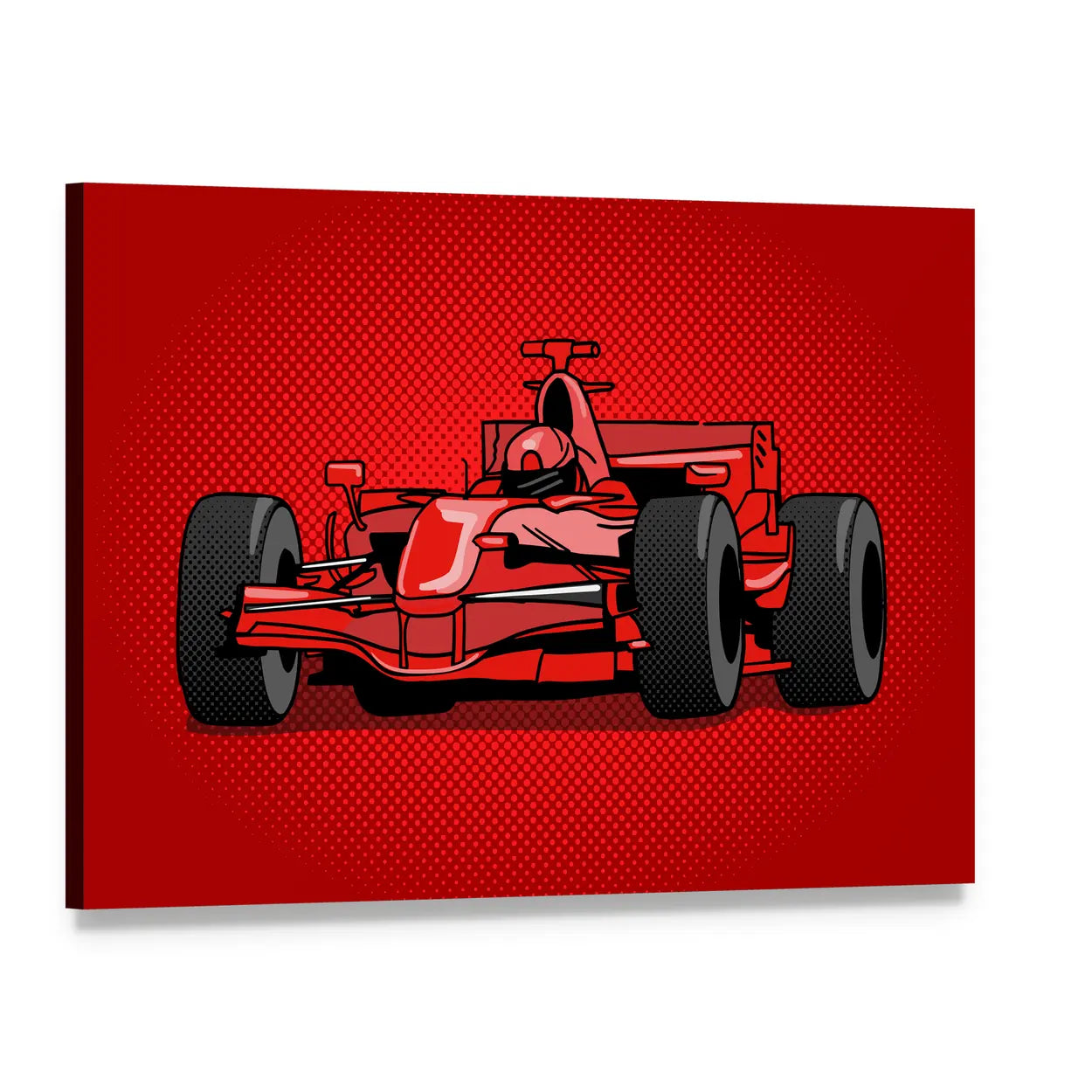 Red Pop Racing Car Canvas Wall Art, single panel gallery wrapped canvas, angled product view