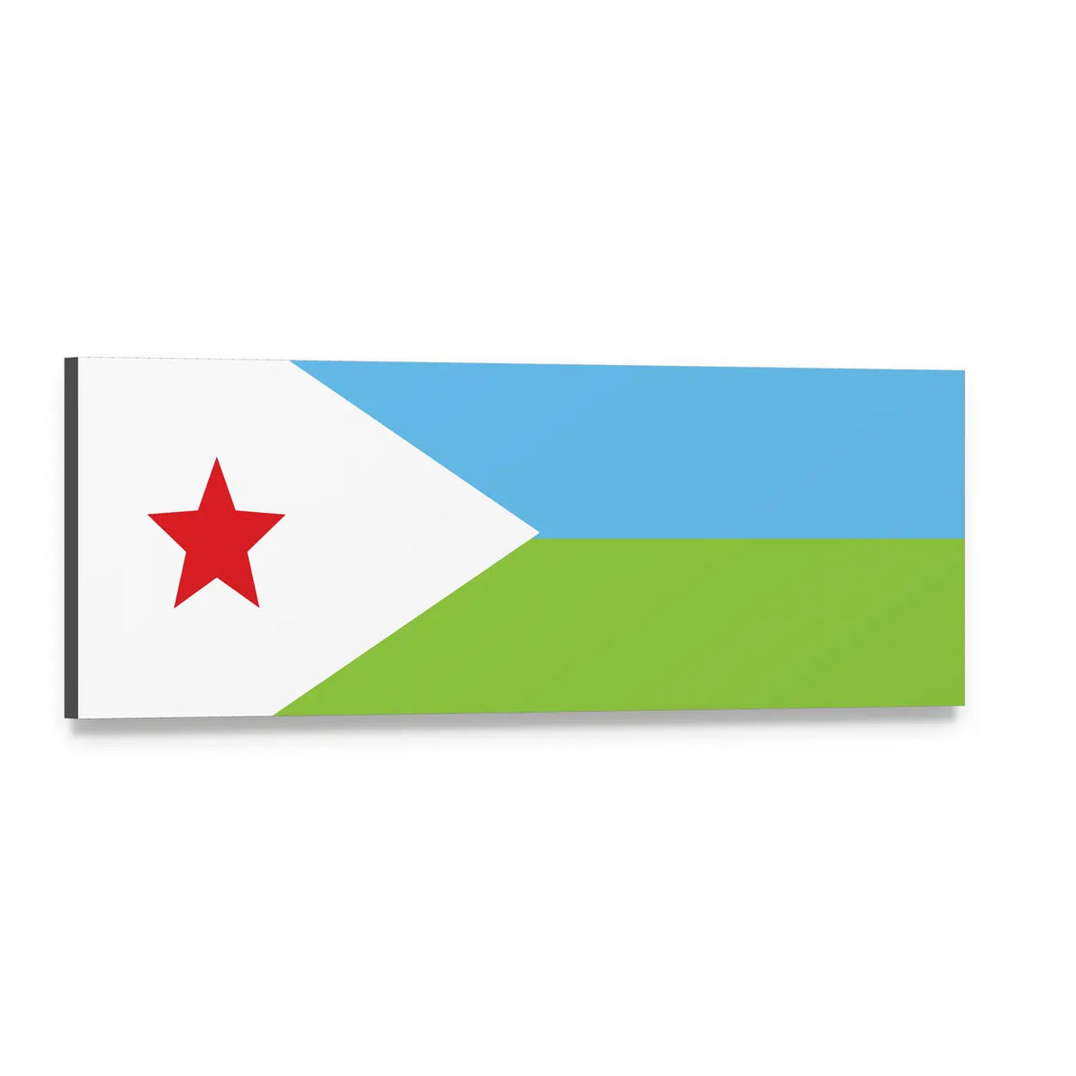 Flag of Djibouti Panoramic Canvas Wall Art, single panel gallery wrapped canvas, angled product view