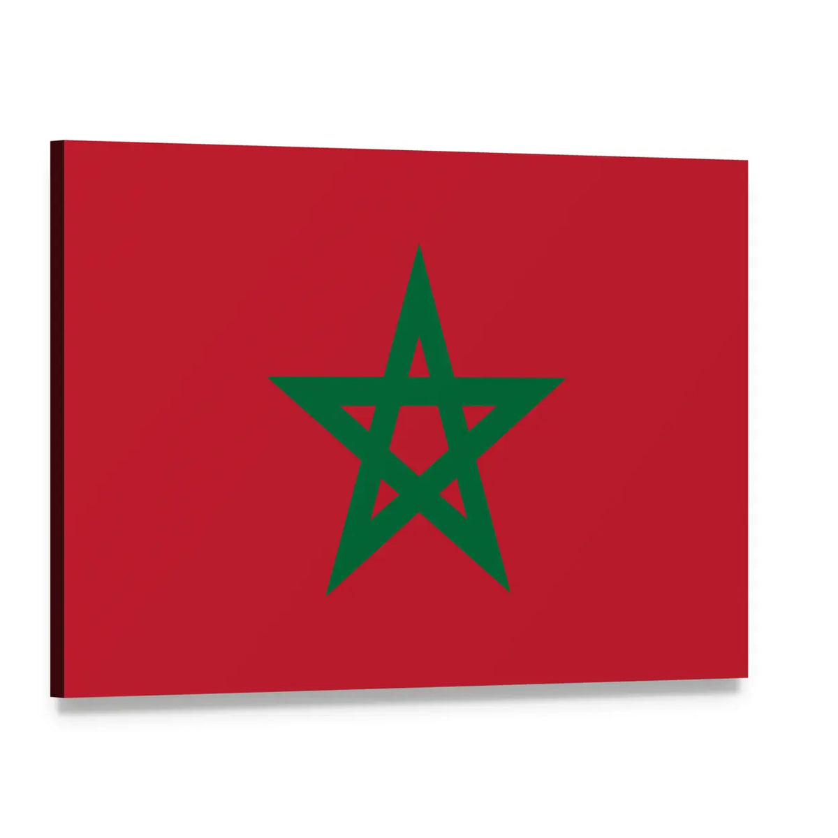 Moroccan Flag with Green Pentagram Canvas Wall Art, single panel gallery wrapped canvas, angled product view