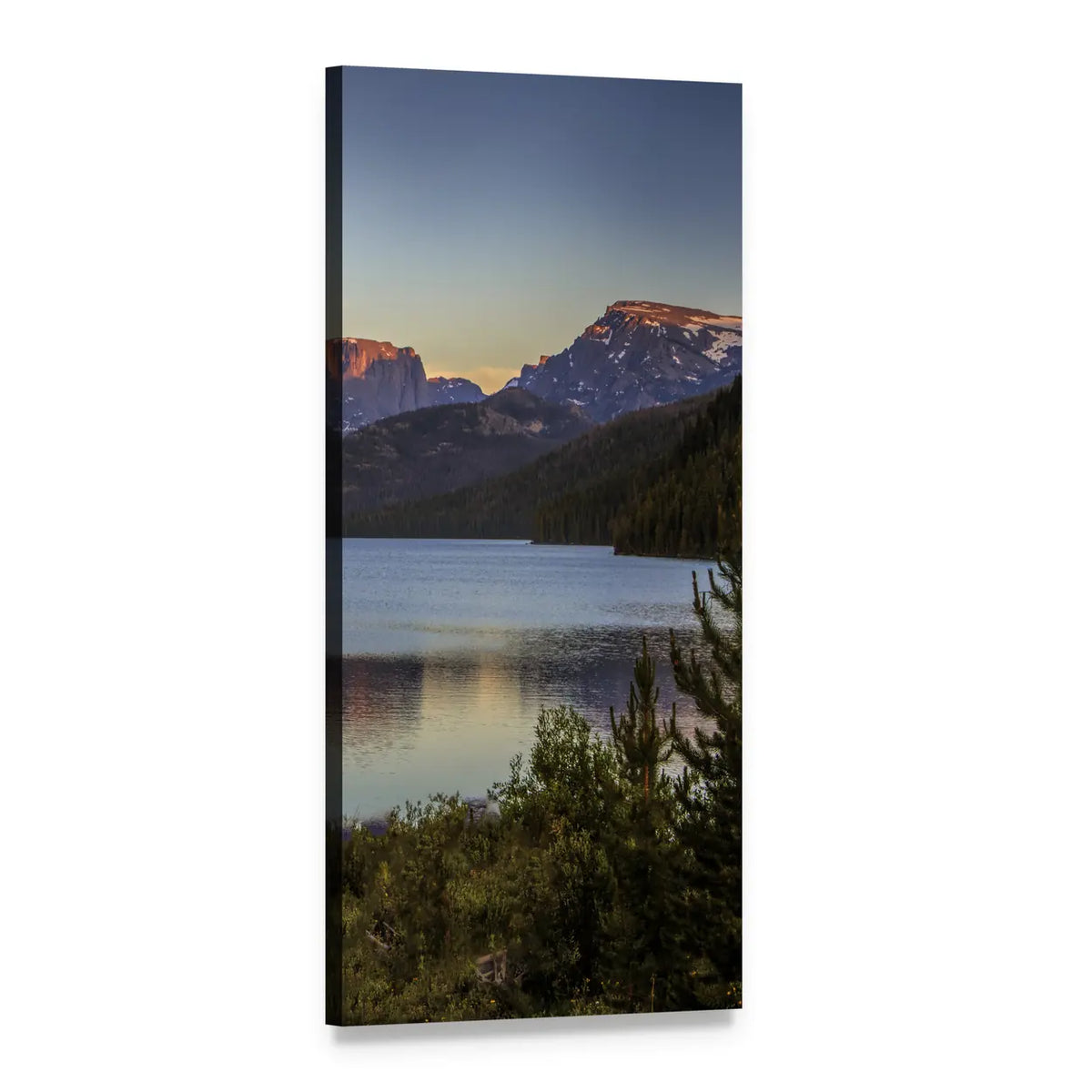 White Rock Mountains Over Green River Lakes Vertical Canvas Wall Art, 1 panel 1 Vertical layout gallery wrapped canvas set, angled product view
