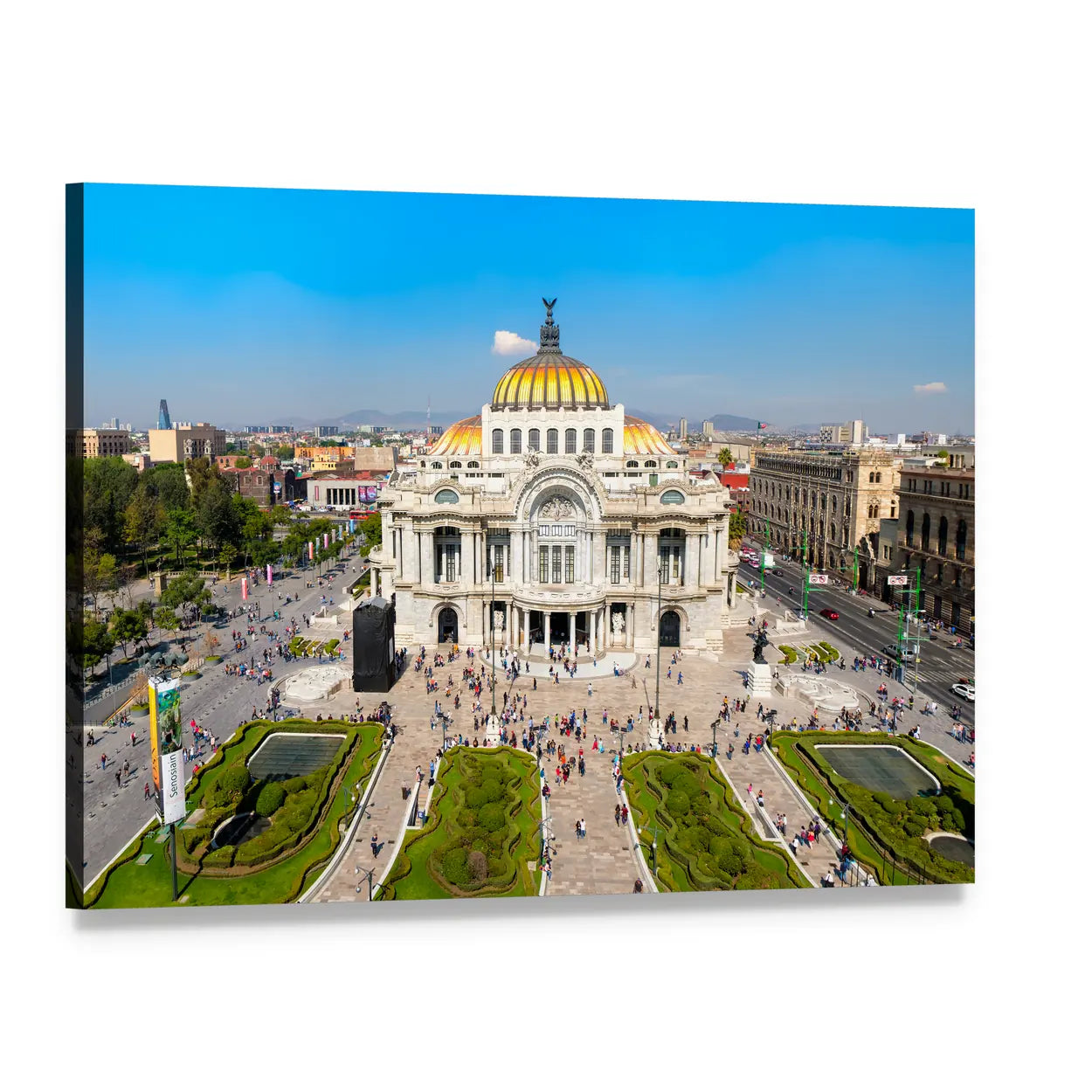 Palacio De Bellas Artes, Mexico City Canvas Wall Art, single panel gallery wrapped canvas, angled product view