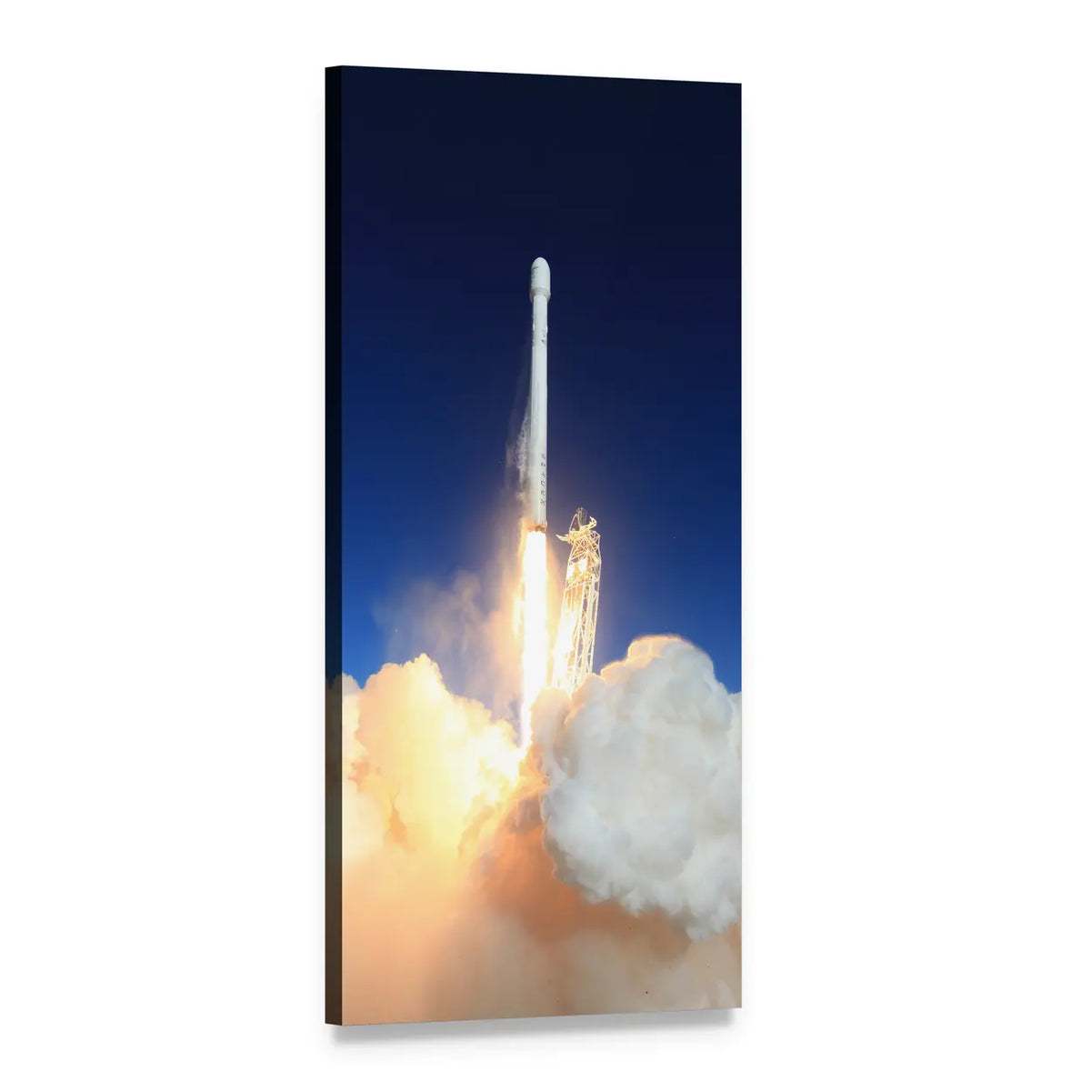 Rocket Launch at Twilight Vertical Canvas Wall Art, 1 panel 1 Vertical layout gallery wrapped canvas set, angled product view