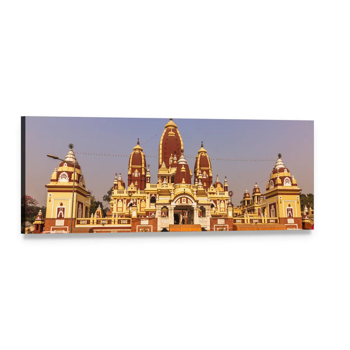 Laxminarayan Temple Sandstone Domes Panoramic Canvas Wall Art, single panel gallery wrapped canvas, angled product view