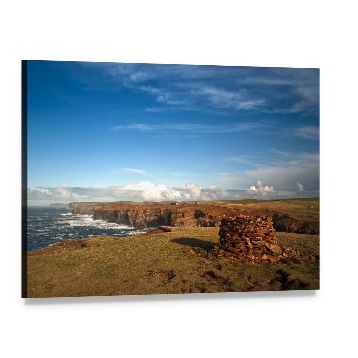 Yesnaby Cliffs, Orkney Coast Canvas Wall Art, single panel gallery wrapped canvas, angled product view