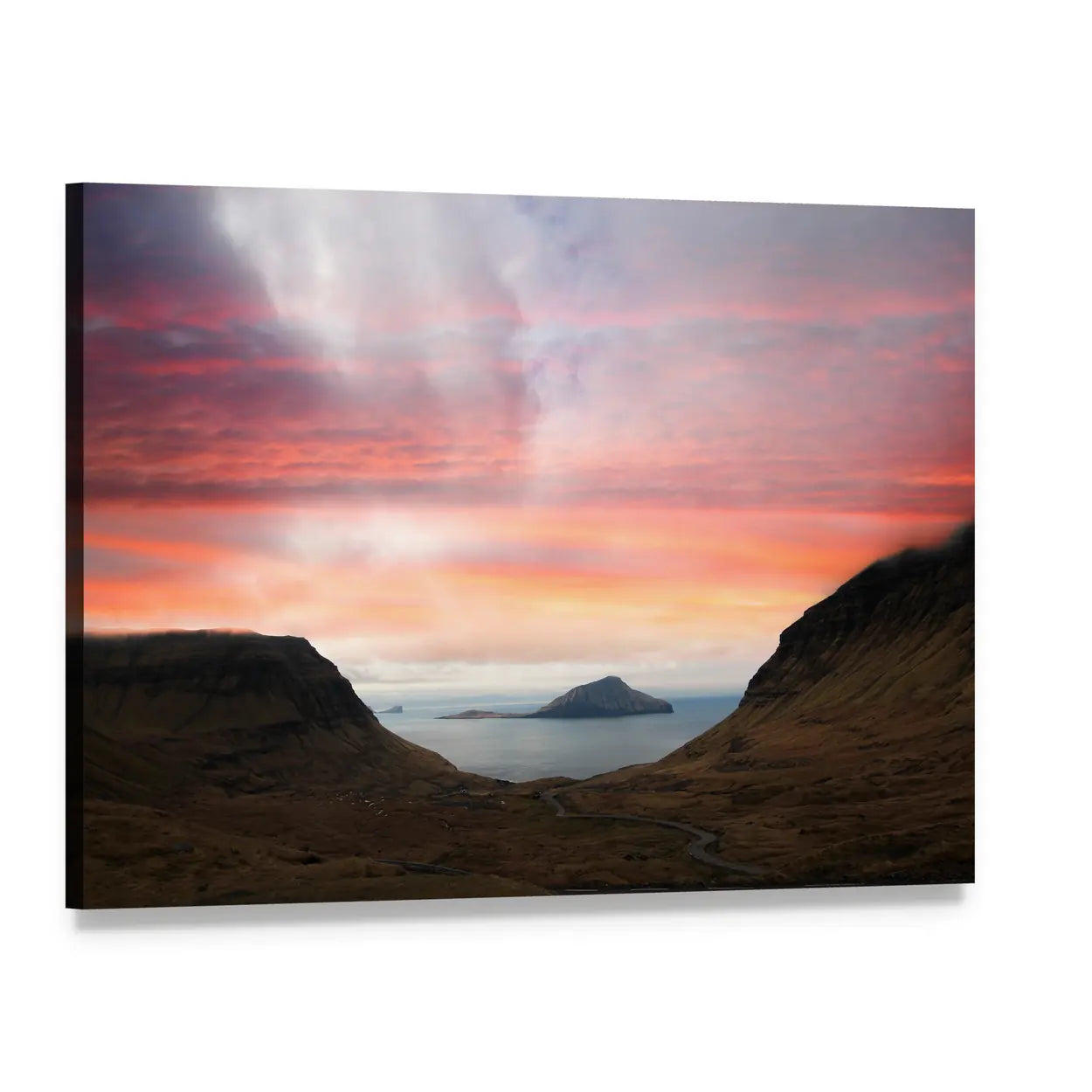 Faroe Islands In The North Atlantic Denmark Canvas Wall Art, single panel gallery wrapped canvas, angled product view