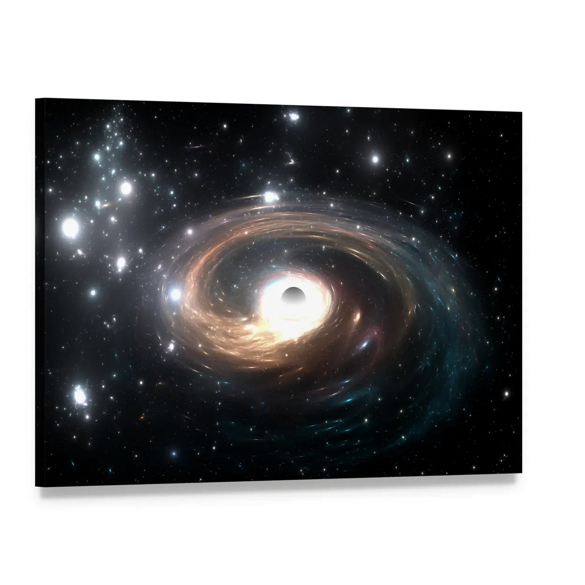 Black Hole with Glowing Accretion Disk Canvas Wall Art, single panel gallery wrapped canvas, angled product view