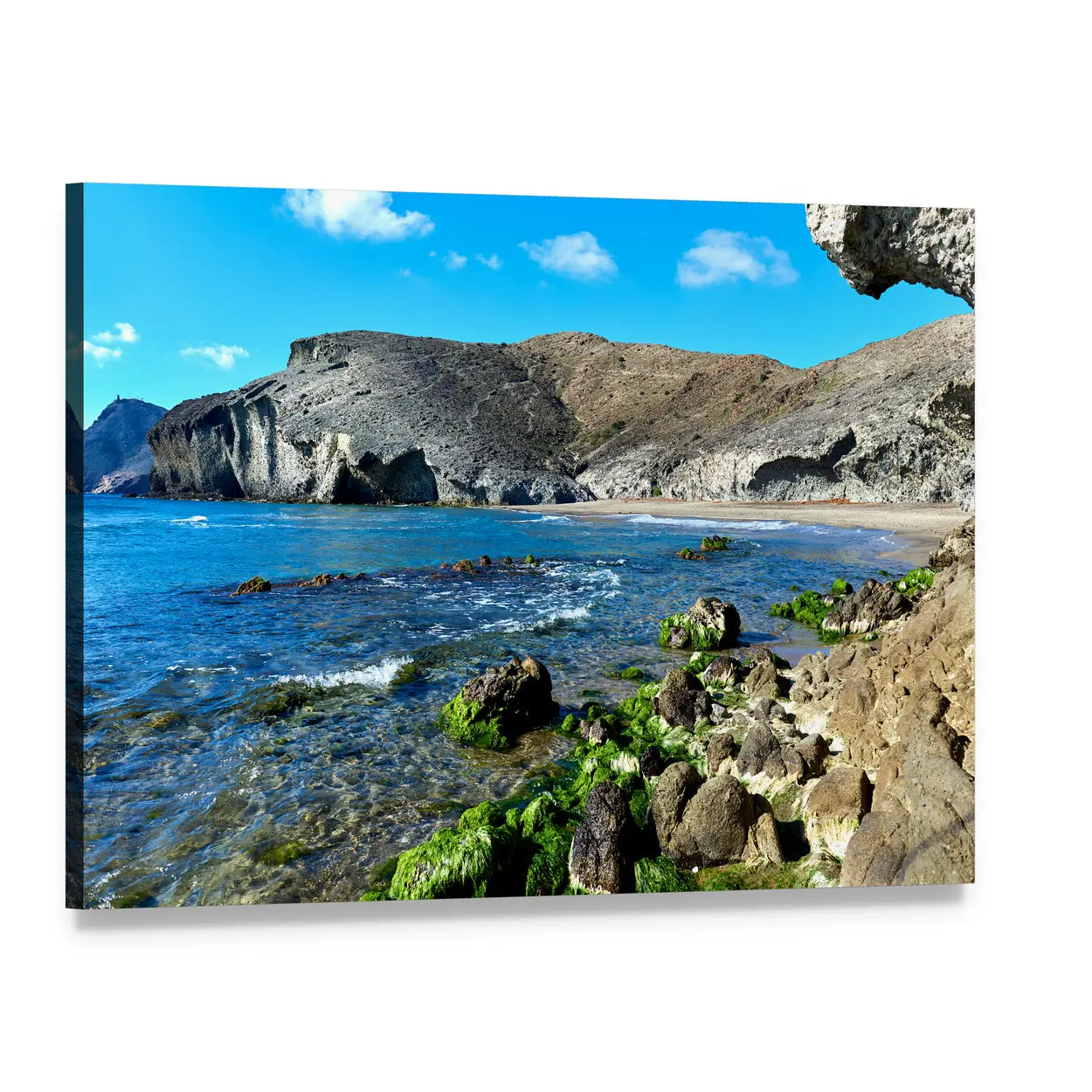 Volcanic Rock Formations in Spain Canvas Wall Art, single panel gallery wrapped canvas, angled product view