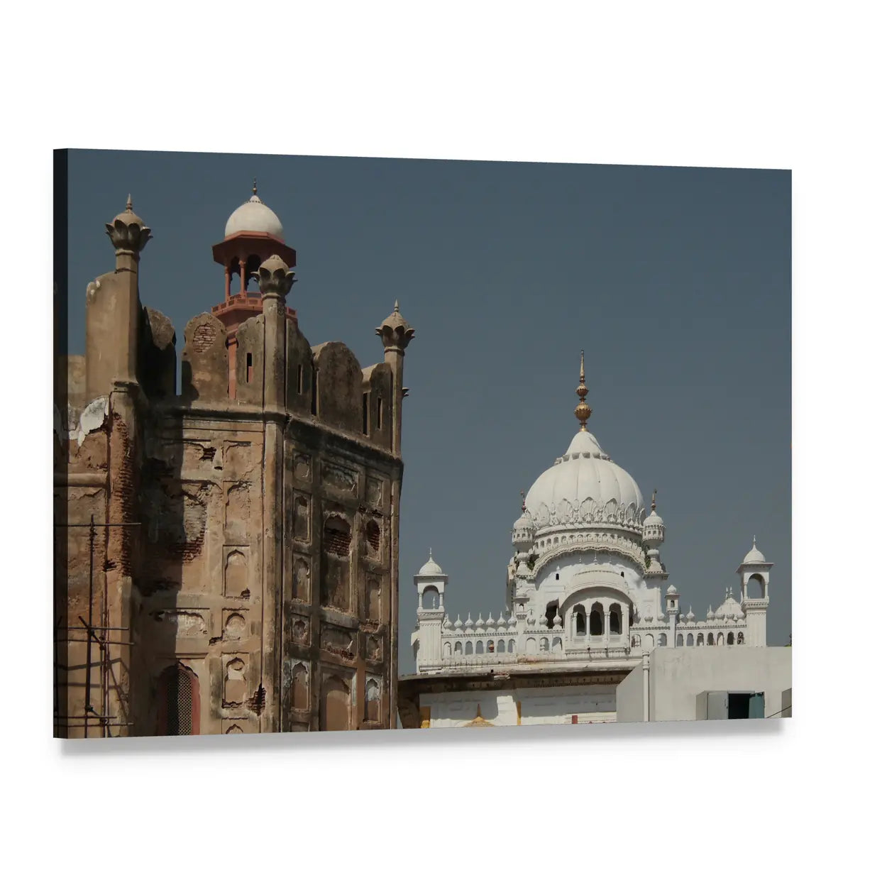 Samadhi of Ranjit Singh, Lahore Fort Canvas Wall Art, single panel gallery wrapped canvas, angled product view