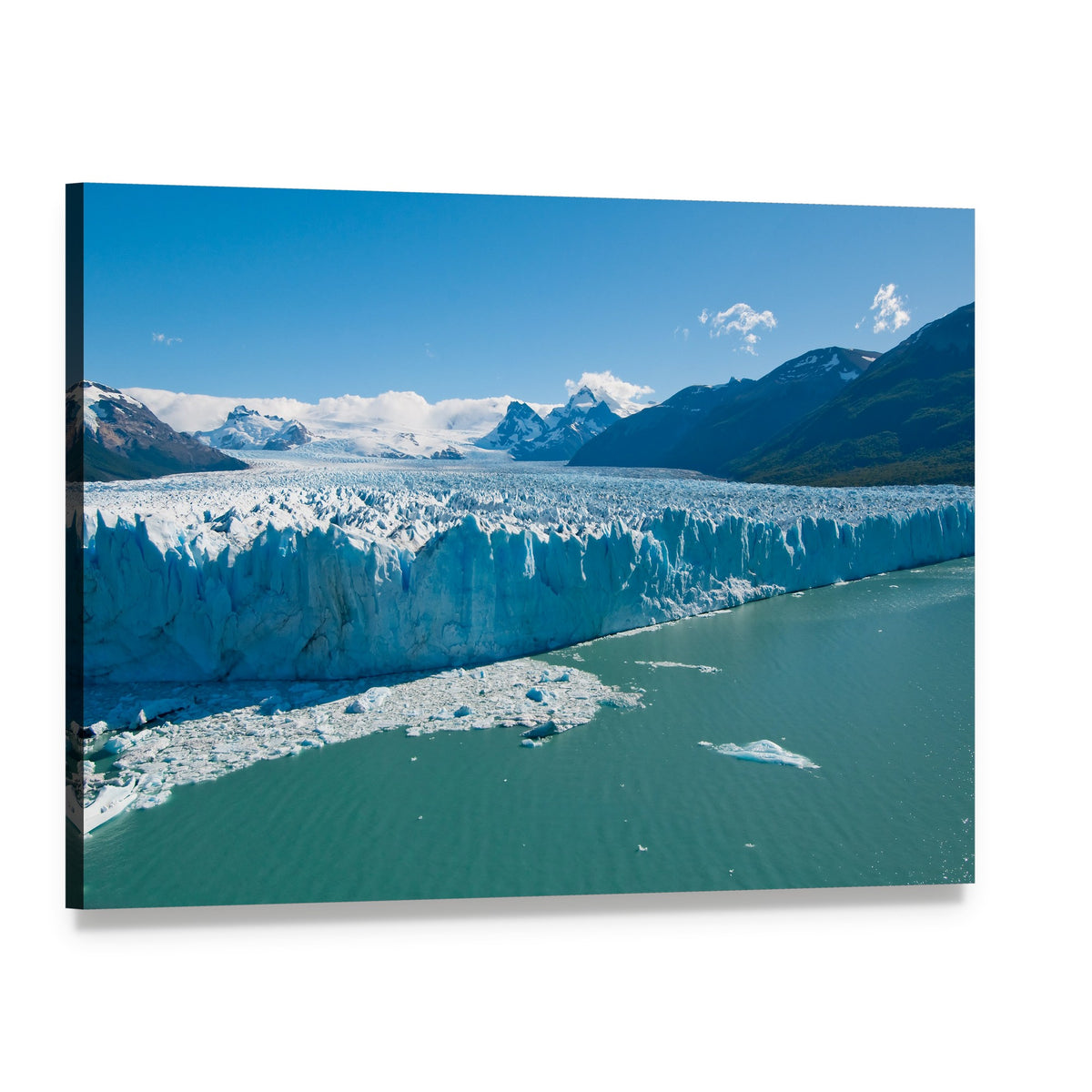 Perito Moreno Glacier in Patagonia Canvas Wall Art, single panel gallery wrapped canvas, angled product view