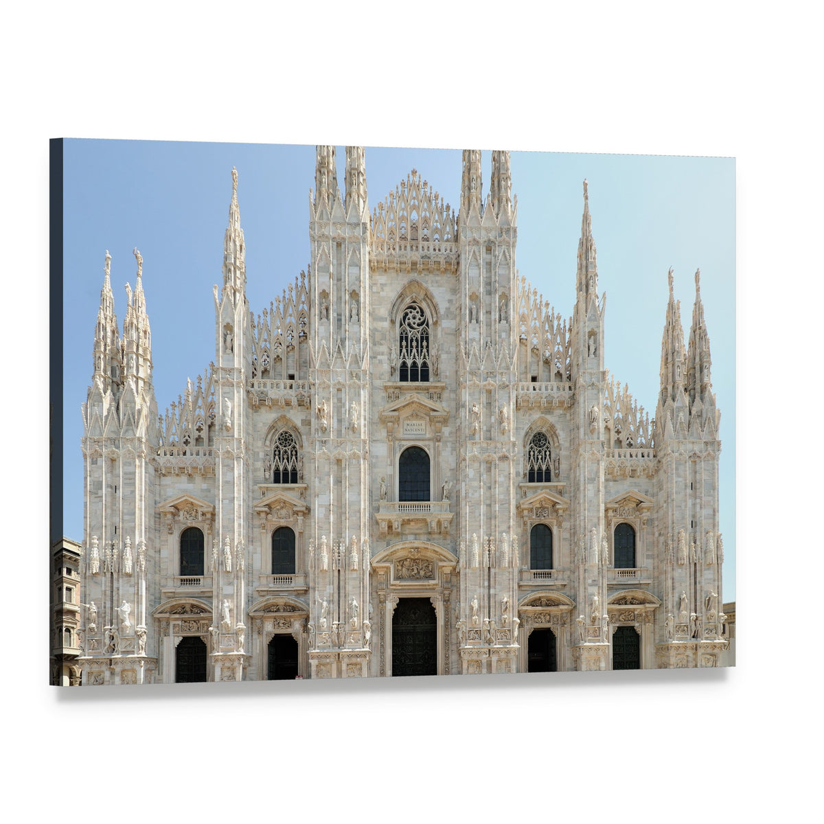 Milan Cathedral Duomo Canvas Wall Art, single panel gallery wrapped canvas, angled product view