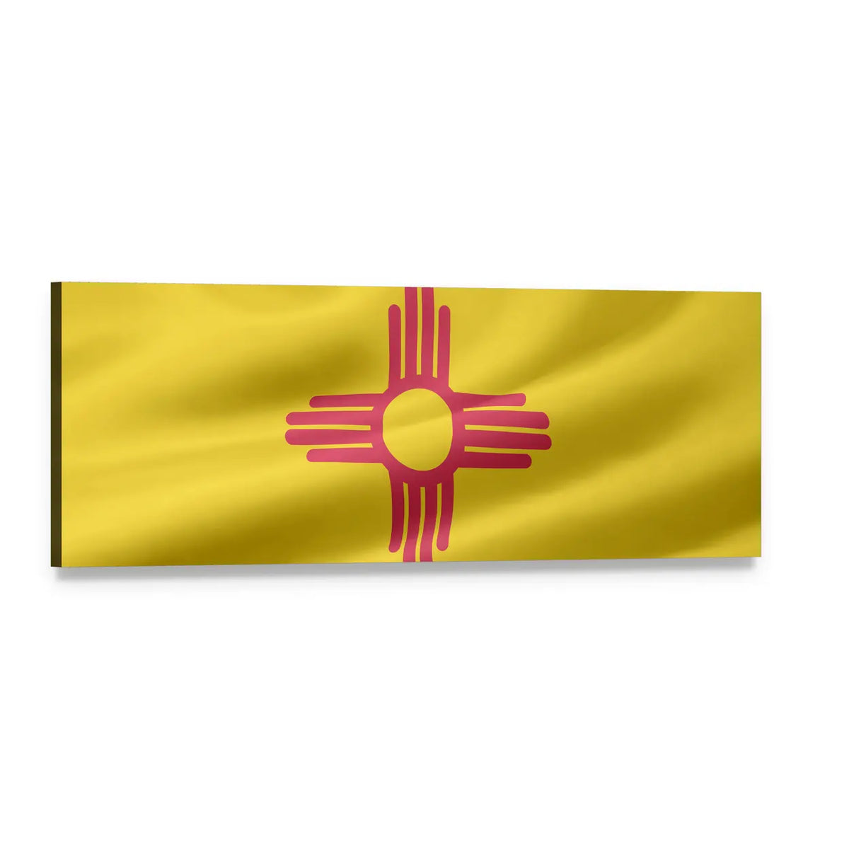 New Mexico State Flag with Zia Sun Panoramic Canvas Wall Art, single panel gallery wrapped canvas, angled product view