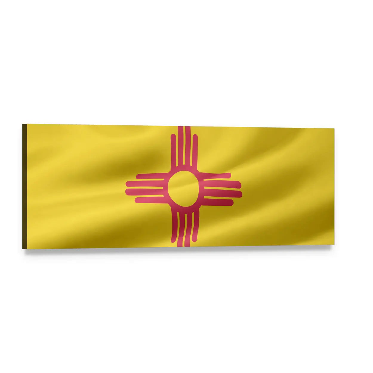 New Mexico State Flag with Zia Sun Panoramic Canvas Wall Art, single panel gallery wrapped canvas, angled product view