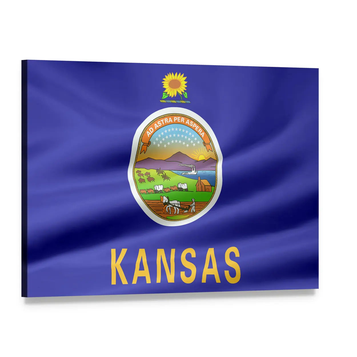 Flag of Kansas Canvas Wall Art, single panel gallery wrapped canvas, angled product view