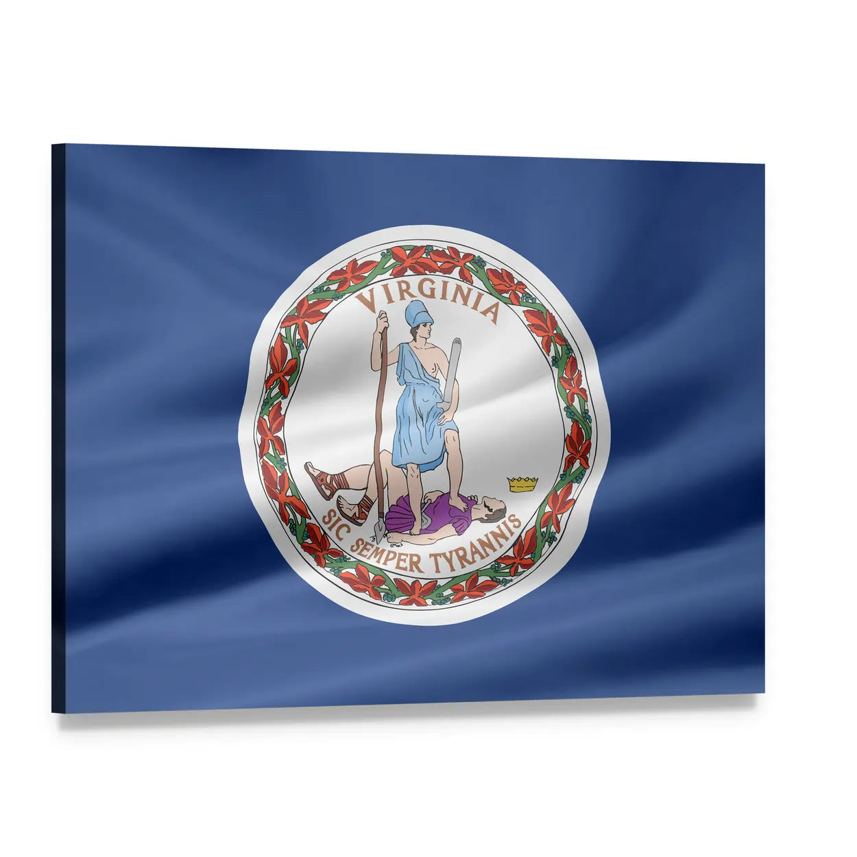 Virginia State Flag Canvas Wall Art, single panel gallery wrapped canvas, angled product view