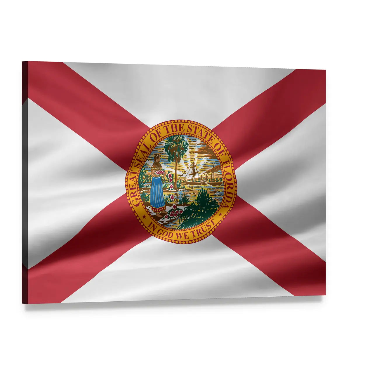 Florida Flag with Great Seal Canvas Wall Art, single panel gallery wrapped canvas, angled product view