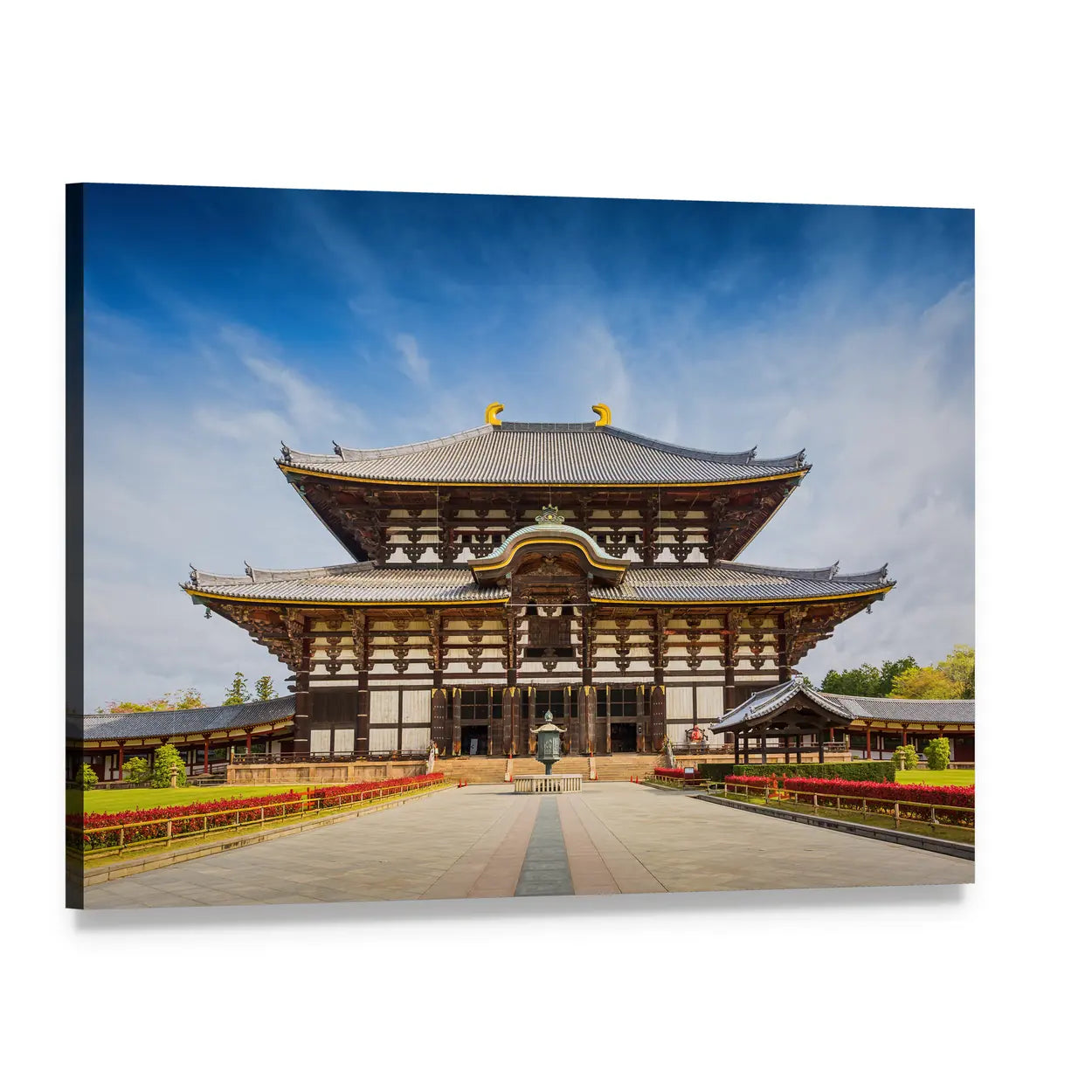 Todaiji Great Buddha Hall, Nara Canvas Wall Art, single panel gallery wrapped canvas, angled product view