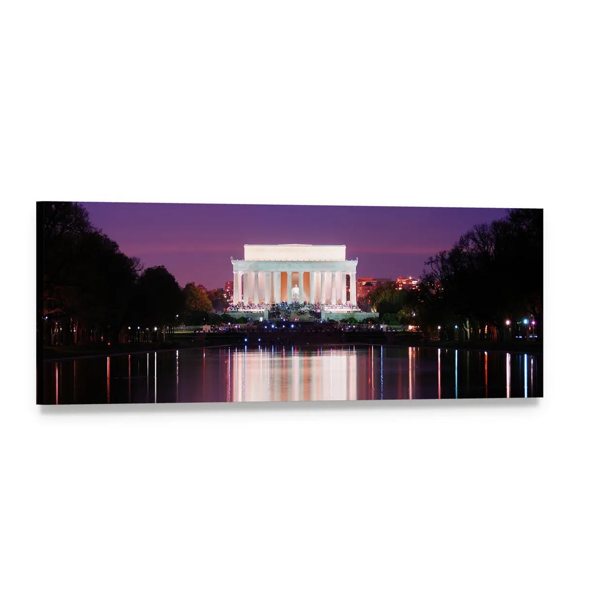 Lincoln Memorial at Sunset Panoramic Canvas Wall Art, single panel gallery wrapped canvas, angled product view